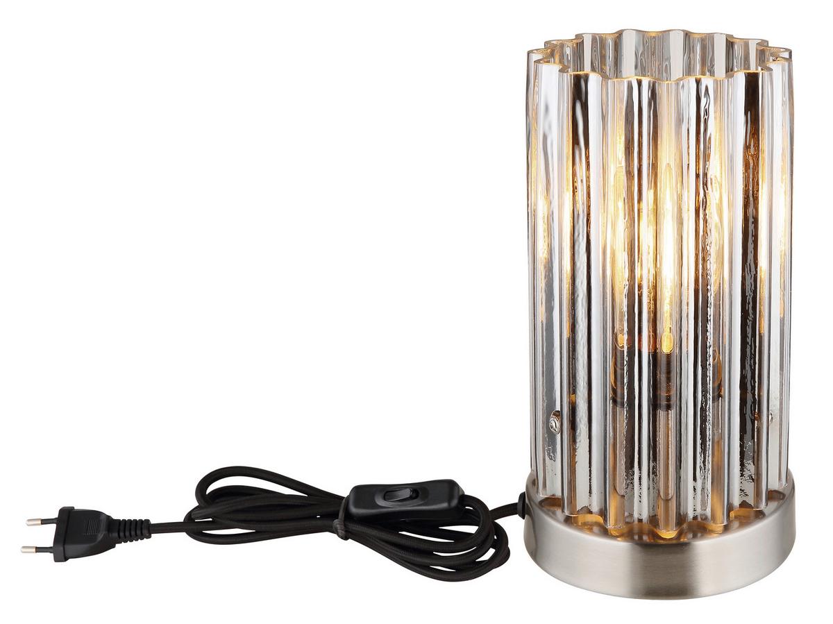 Stolna Svjetiljka Cayden - boje nikla/prozirno, Konvencionalno, staklo/metal (12/21,5cm) - Globo