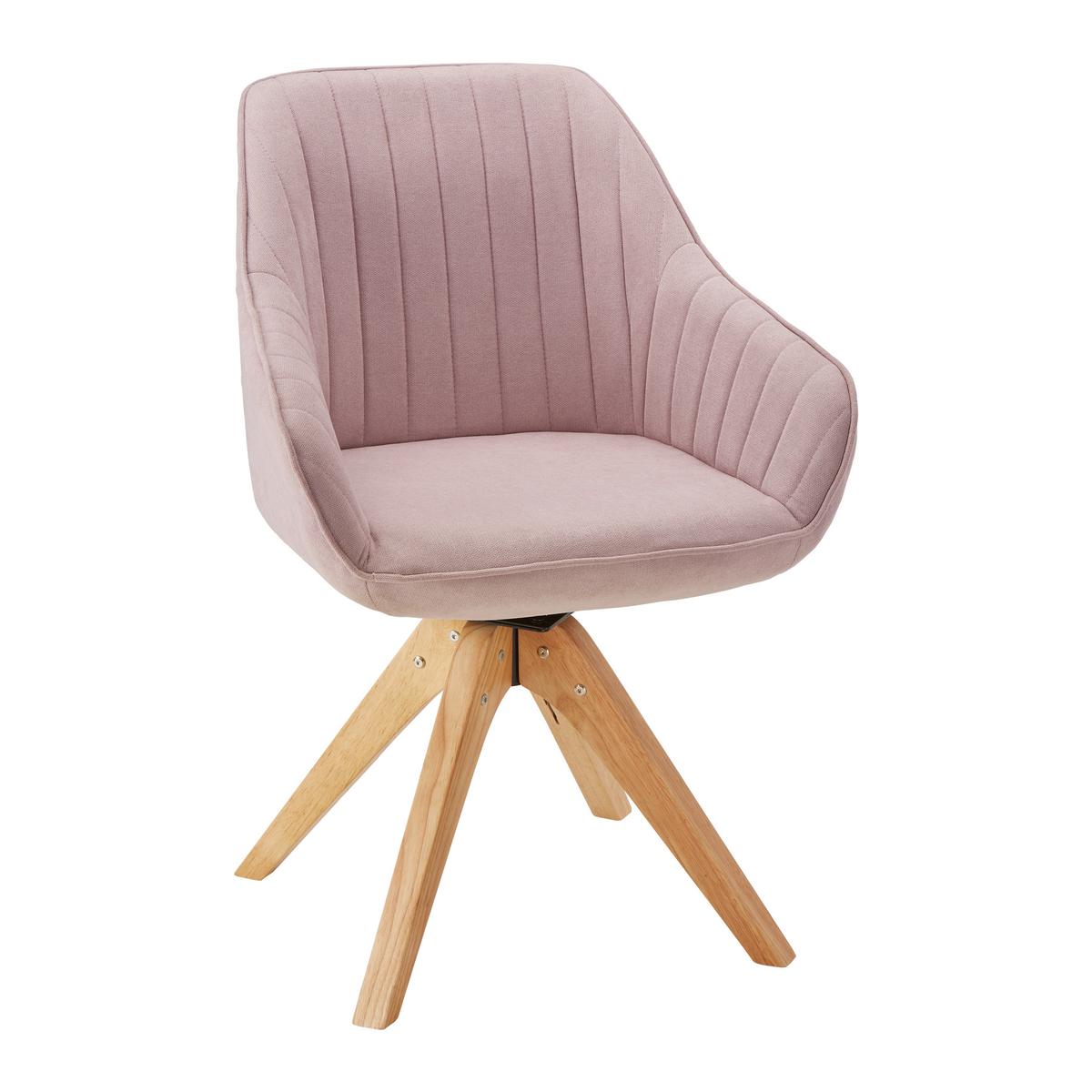 Karosszék Leonie - rózsaszín/tölgyfa, Modern, textil/fa (60/84/61cm) - Modern Living