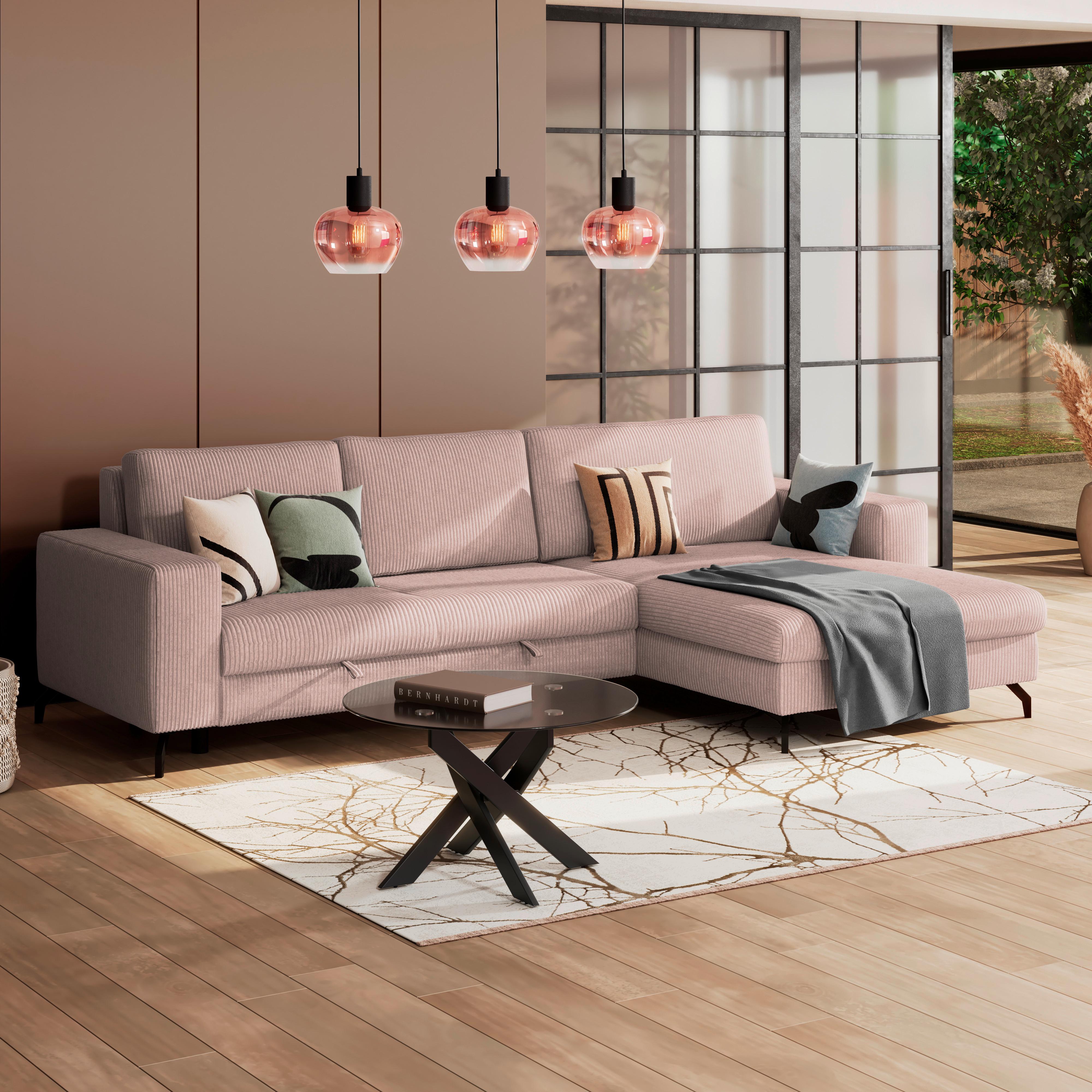 Kutna Garnitura Cloud - ružičasta, Trend, tekstil (290/178cm) - Modern Living