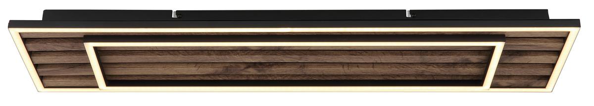 LED-DECKENLEUCHTE 67345D2 WOODY - Weiss/Dunkelbraun, Natur, Holzwerkstoff/Kunststoff (80/20/6cm) - Globo