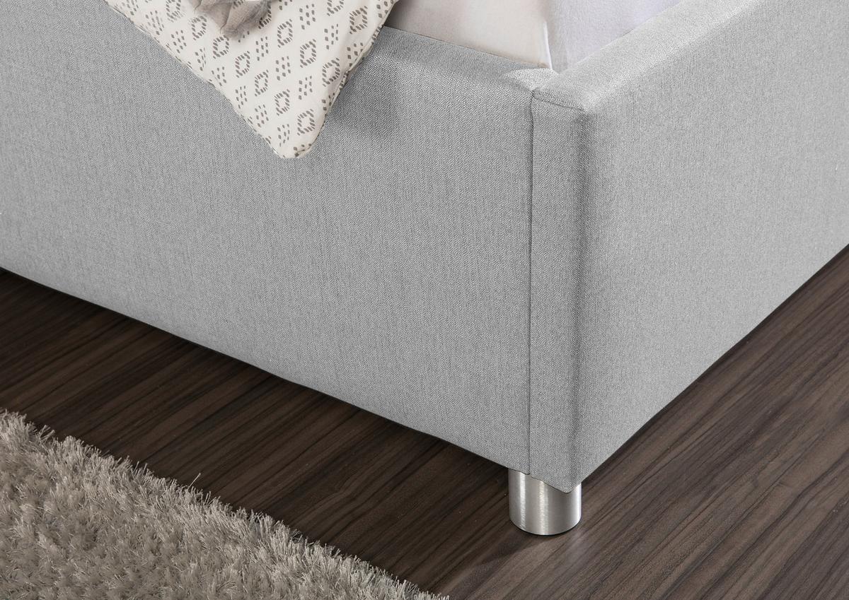 Polsterbett Fraser Hellgrau ca. 100x200 cm - Hellgrau/Alufarben, MODERN, Textil/Metall (100/200cm) - Livetastic