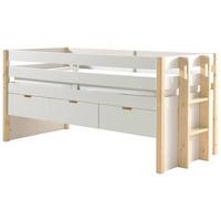 Stauraumbett Holz Margrit ca. 90x200 cm Weiß - Weiß/Kieferfarben, MODERN, Holz/Holzwerkstoff (90/200cm) - MID.YOU