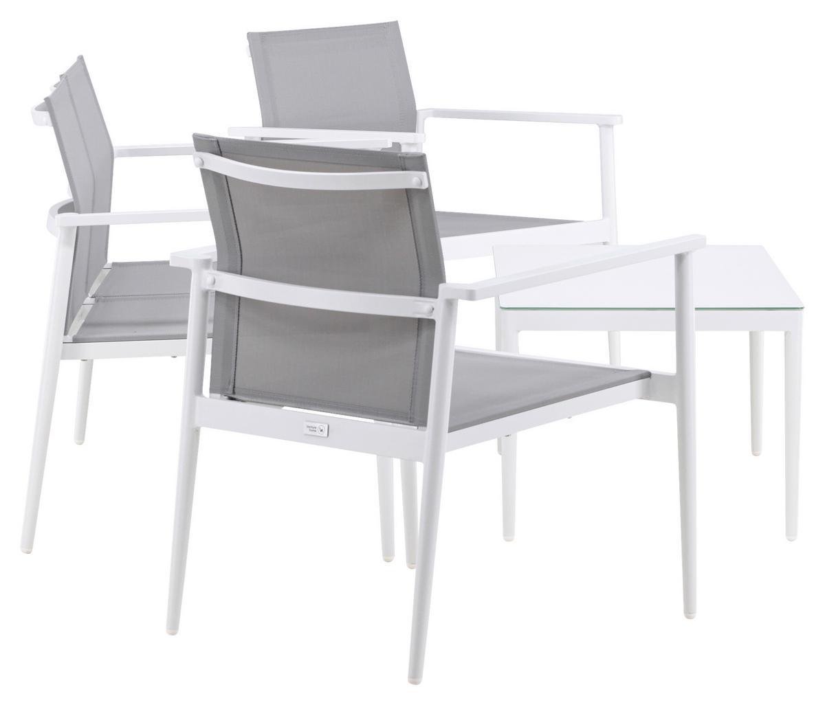 Loungegarnitur Break Weiß/Grau - Weiß/Grau, KONVENTIONELL, Glas/Textil - Gardenson