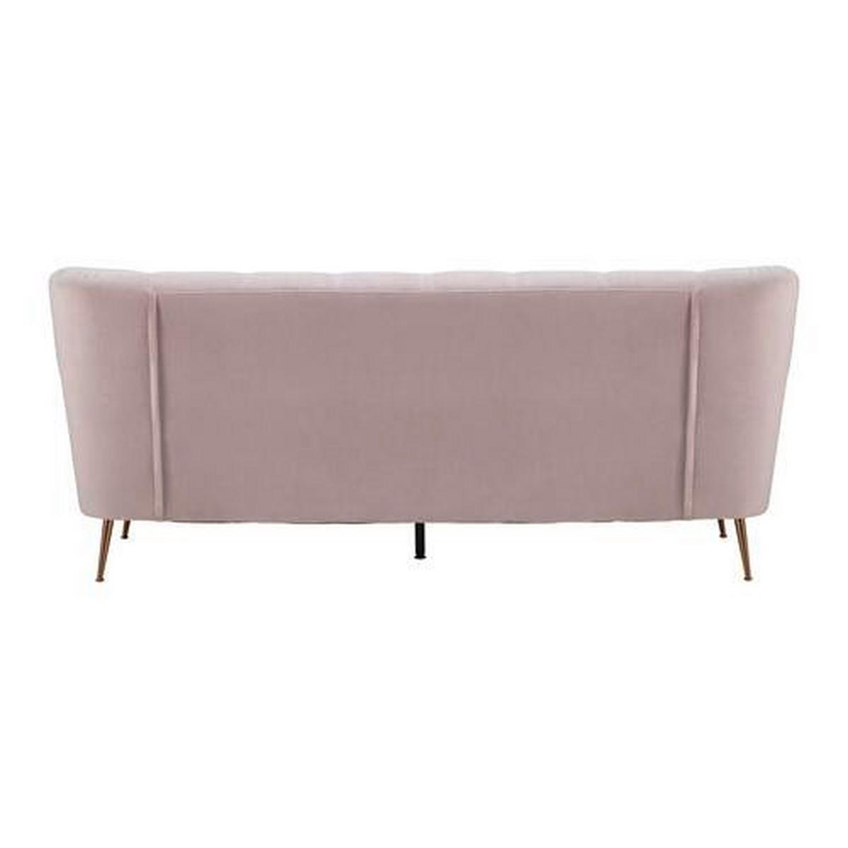 Bigsofa Liliana Rosa Samt - Roségold/Rosa, MODERN, Holz/Textil (227/95/93cm) - Bessagi Home