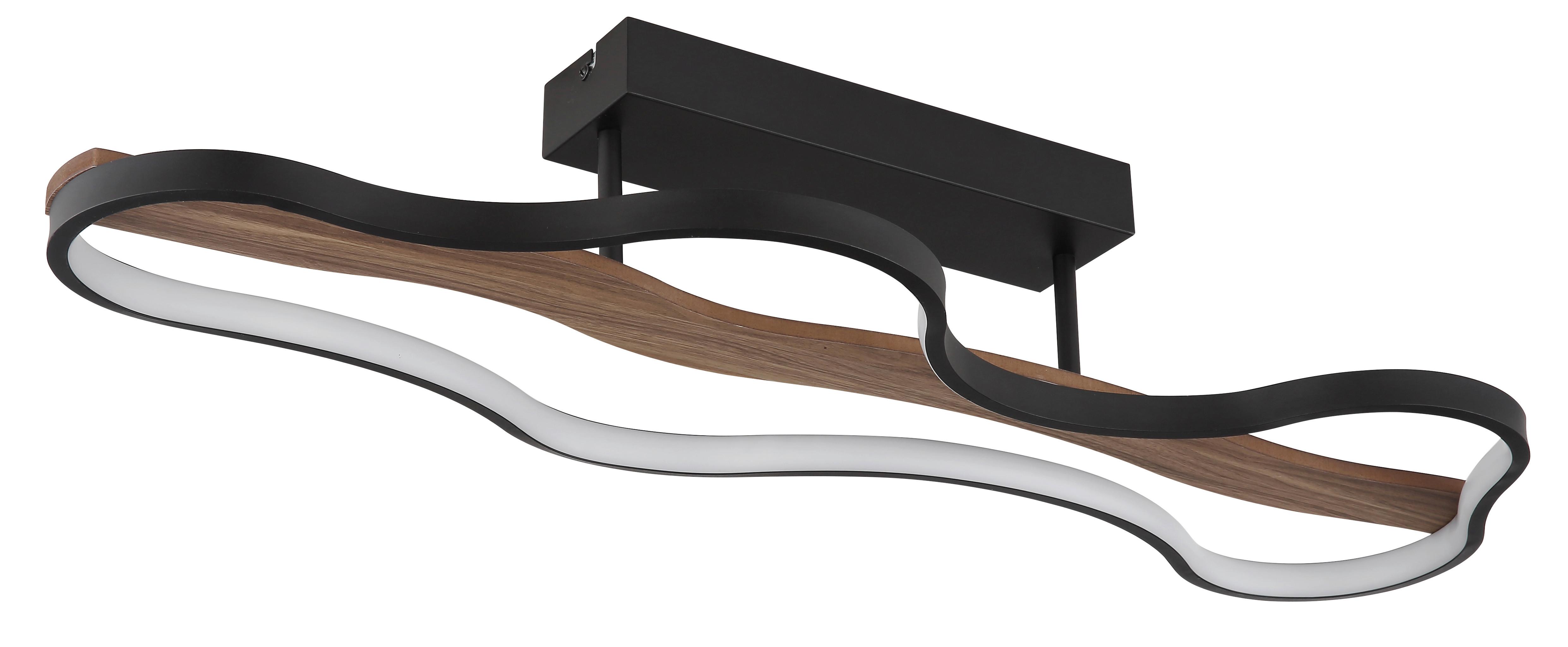 LED-Deckenleuchte Beezy Schwarz/Dunkelbraun max. 30 W - Dunkelbraun/Opal, Natur, Holz/Kunststoff (80,6/29/15cm) - Globo