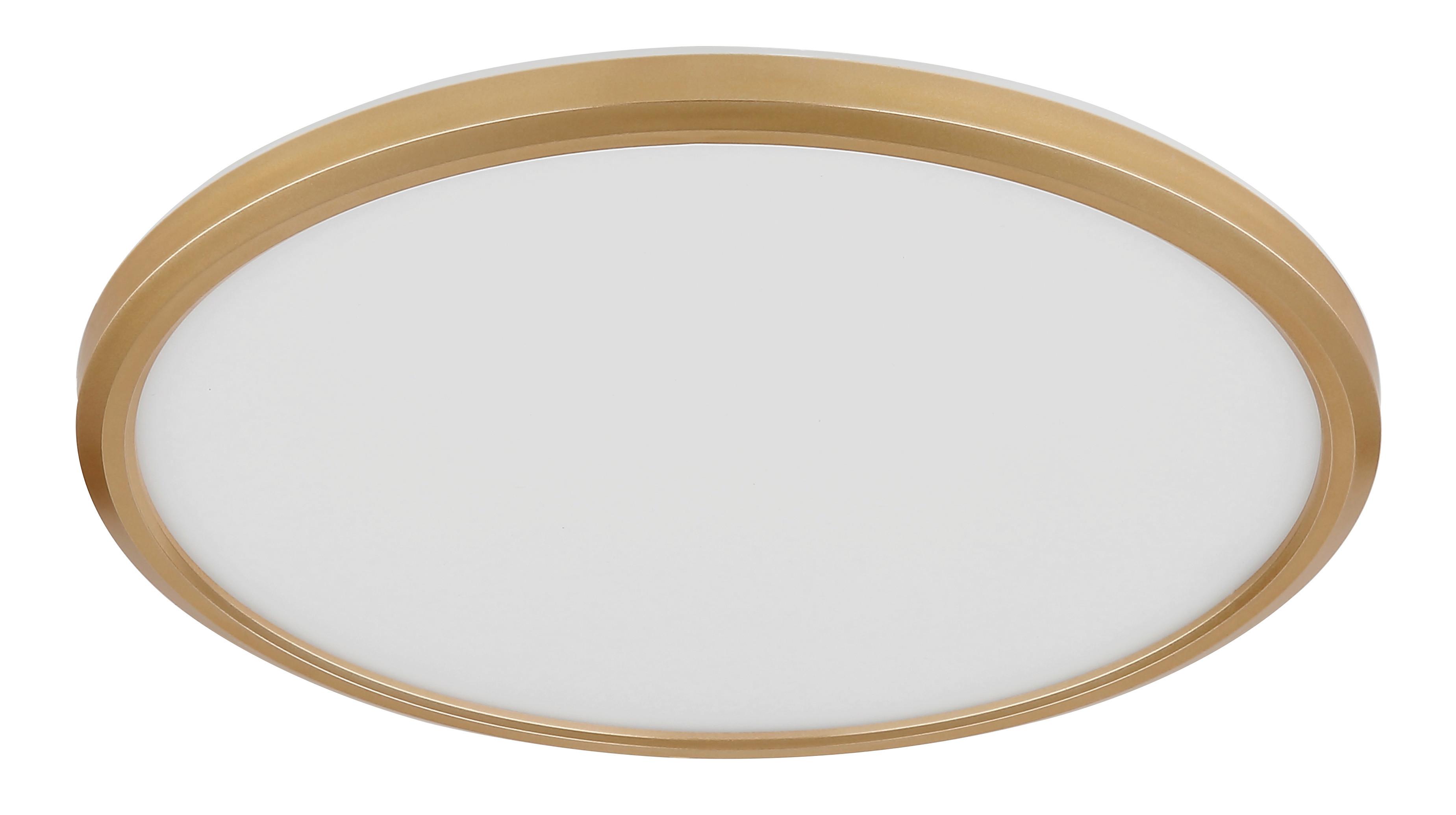 LED-DECKENLEUCHTE 41562-18MM - Weiss/Messingfarben, Konventionell, Kunststoff (29.4/2.5cm) - Globo