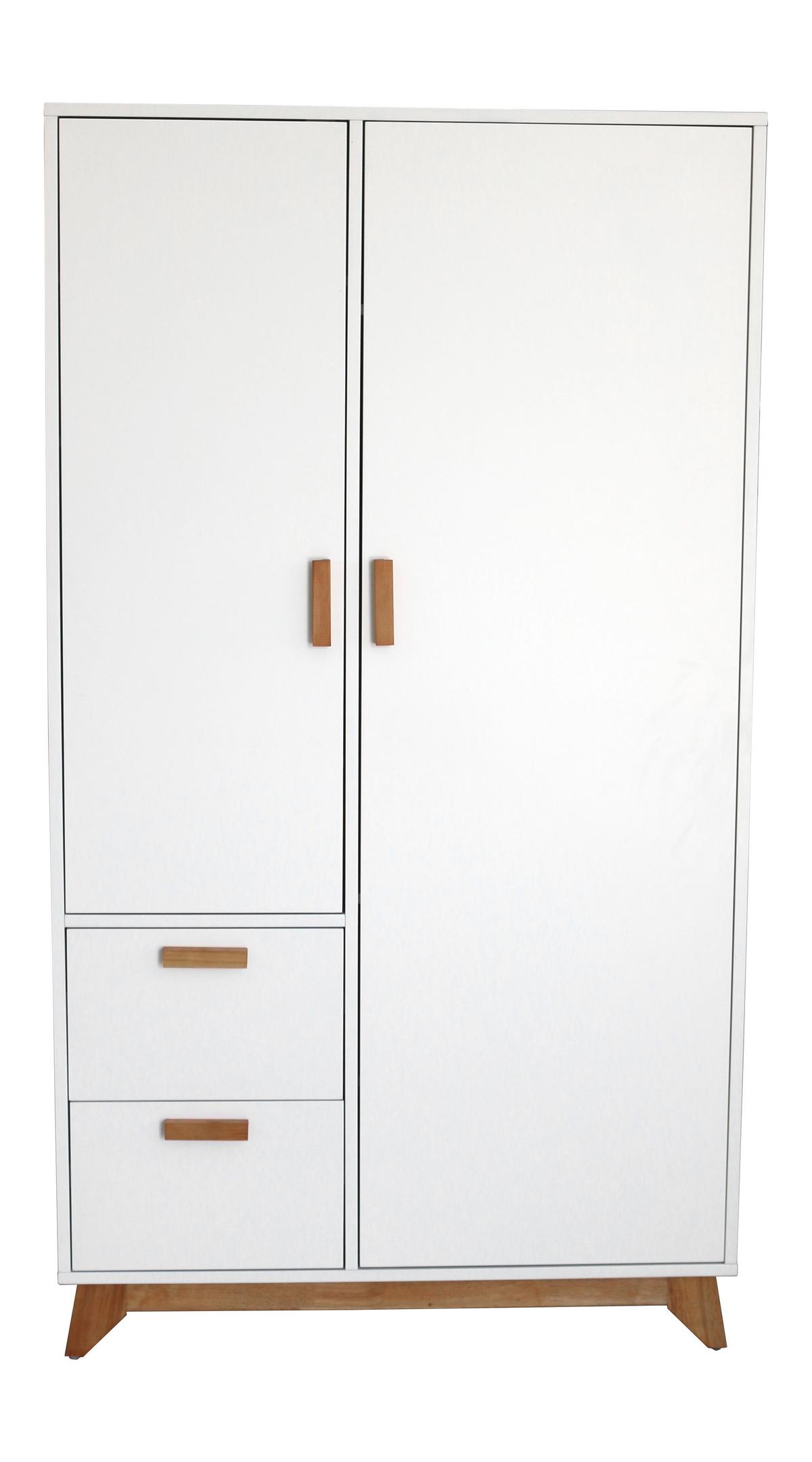 KLEIDERSCHRANK in weiß "Milan" - Weiss/Naturfarben, Modern, Holz (100/180/52cm) - Bessagi Home