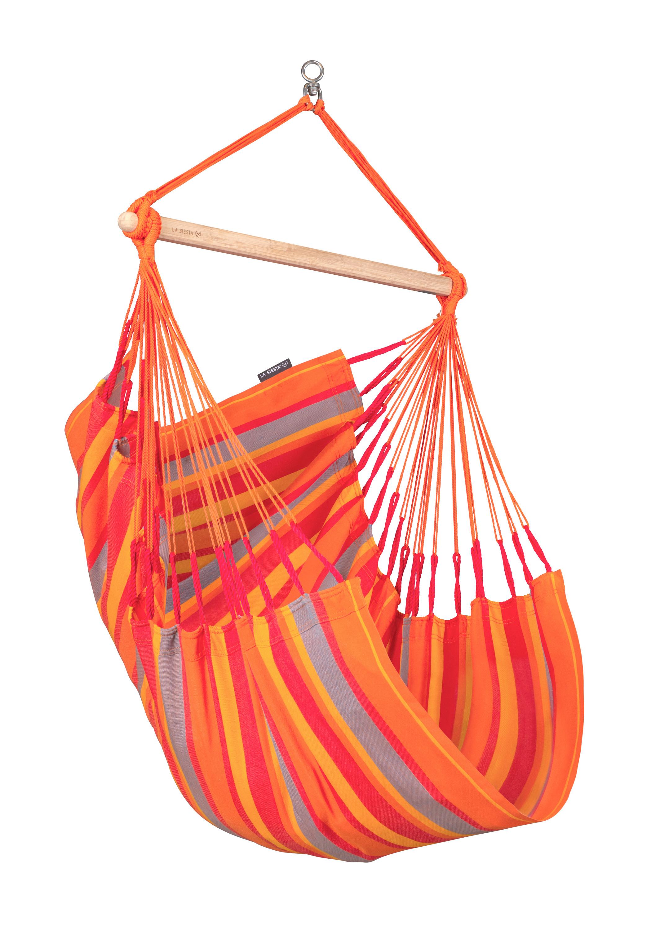 Hängesessel Basic Hammock Chair Outdoor Gelb/Orange - Gelb/Rot, KONVENTIONELL, Holz/Textil (90/145/140cm) - La Siesta