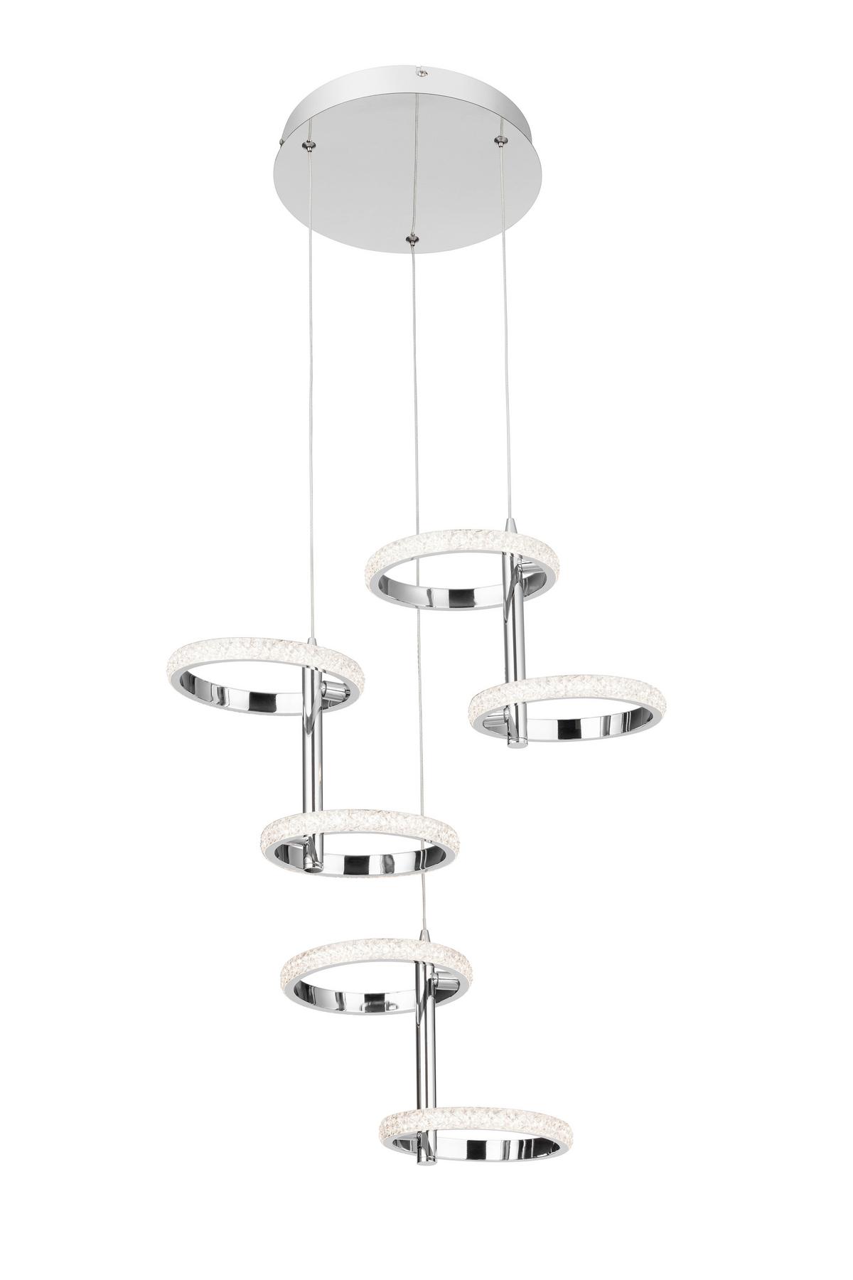 LED-Hängeleuchte Rong Chromfarben max. 24 Watt - Chromfarben, MODERN, Kunststoff/Metall (45,5/45,5/120cm)