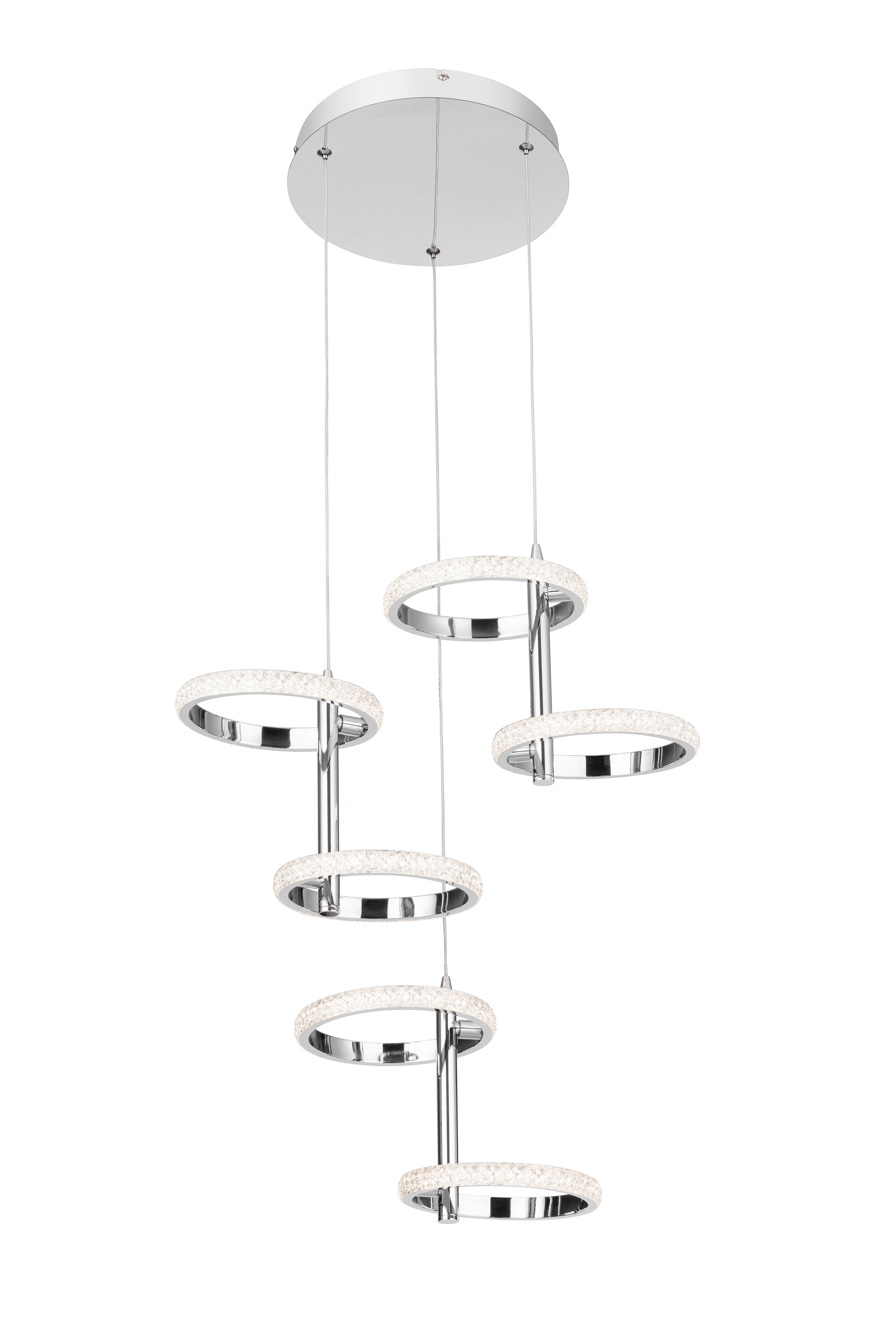 LED-HÄNGLAMPA RONG - kromfärg, Modern, metall/plast (45,5/45,5/120cm)