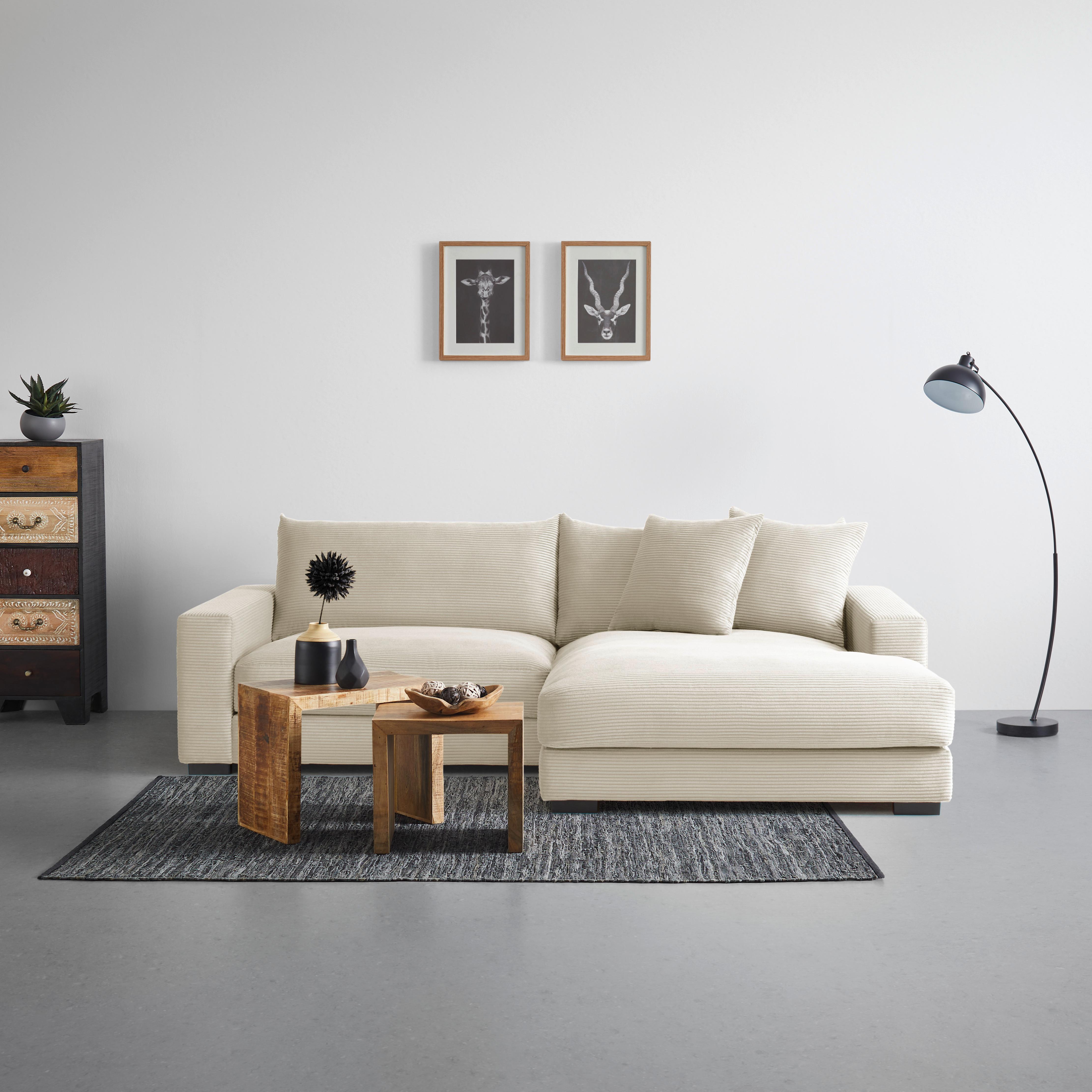 Wohnlandschaft Pedro-3S.REC in Creme - Creme, Modern, Textil (265/180cm) - Mömax