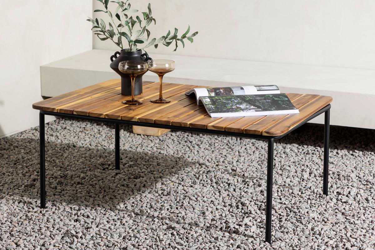 Loungetisch Penh ca. 100x65x40 cm Akazie massiv - Naturfarben, KONVENTIONELL, Holz/Metall (100/65/40cm) - Gardenson