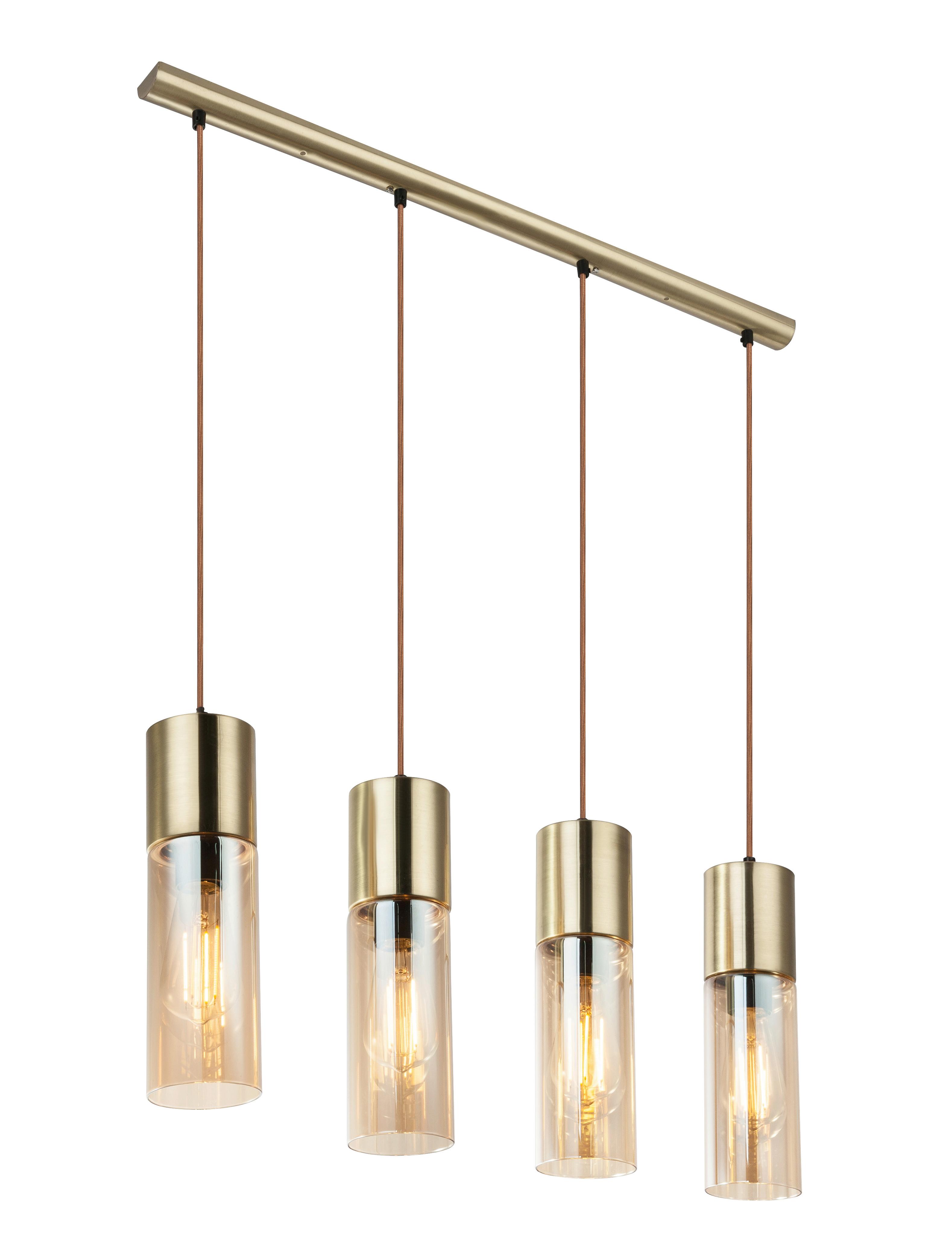 Hängeleuchte 21000-4HM in Messingfarben max. 25 Watt - Messingfarben, KONVENTIONELL, Glas/Metall (80/9/156cm) - Globo