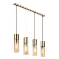 Hängeleuchte 21000-4HM in Messingfarben max. 25 Watt - Messingfarben, KONVENTIONELL, Glas/Metall (80/9/156cm) - Globo