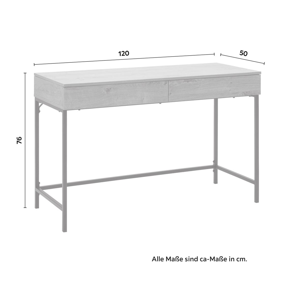 Schreibtisch Cara Walnussfarben MDF ca.120x50 cm - Walnussfarben/Schwarz, MODERN, Metall (120/50/76cm) - Bessagi Home