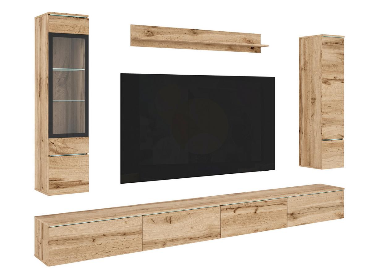 Dnevni Regal Vera Xxl, Barva Hrasta, 5-Delni - hrast wotan/siva, Basics, umetna masa/steklo (300/162/33cm) - P & B