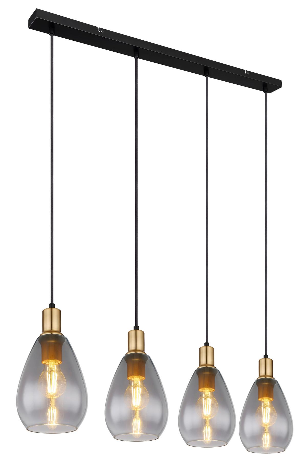Viseča Svetilka 15563-4h - siva/črna, Design, kovina/steklo (90/15/120cm) - Globo