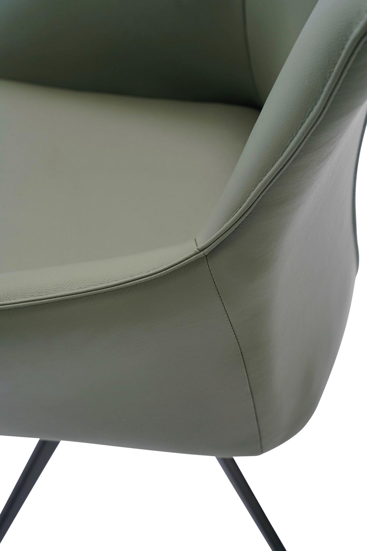 KRZESŁO Z PODŁOKIETNIKAMI YUKI -EXKLUSIV- - zielony/czarny, Design, skóra/metal (64/87/60cm) - Novel