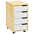 Rollcontainer in Naturfarben - Naturfarben/Weiß, MODERN, Holz/Holzwerkstoff (37/65/45cm) - Zandiara