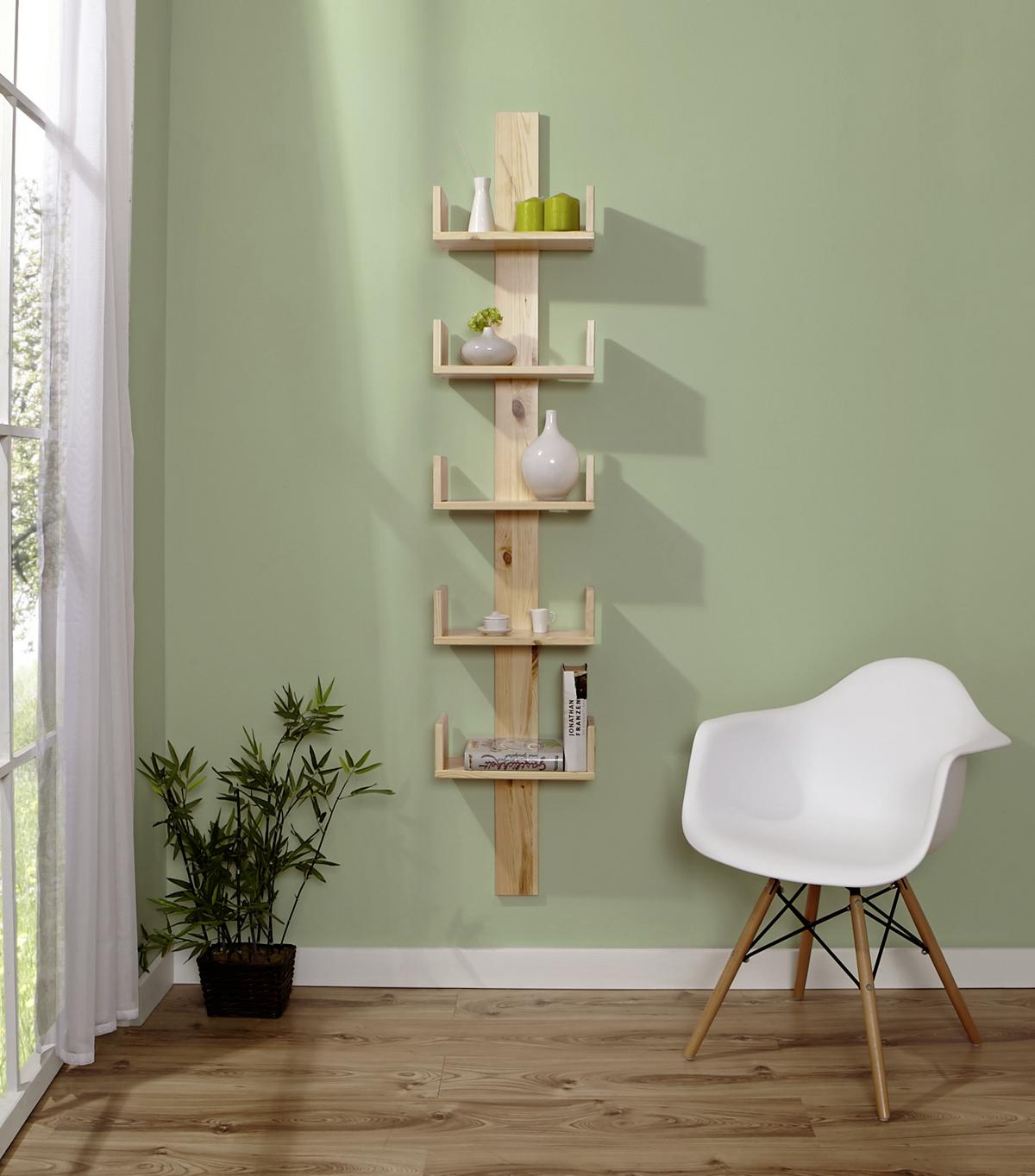 Stenski Regal Pepe, Bor, Masivno, Naravna - barve bora, Natur, les (35/180/17cm) - MID.YOU