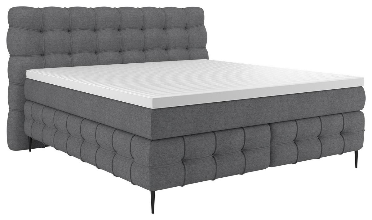 Boxspring Krevet Scarlett - siva/crna, Konvencionalno, drvni materijal/drvo (160/200cm) - Premium Living