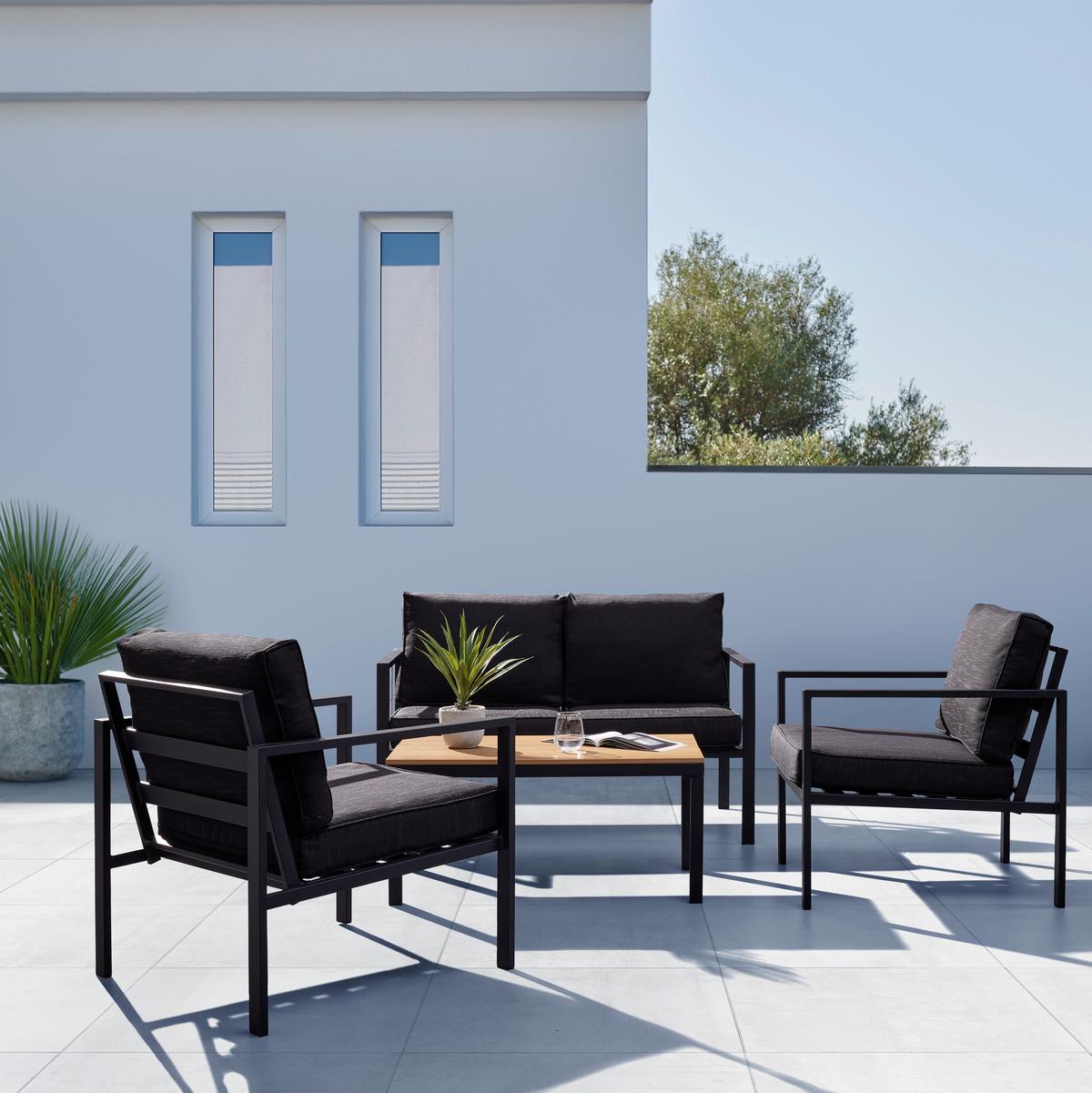 KOMPLET MEBLI TARASOWYCH ARIANNA - czarny, Modern, tworzywo sztuczne/metal (120/70/72cm) - Bessagi Garden
