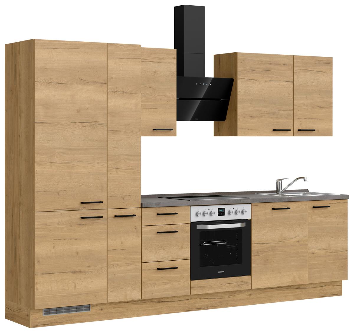 Küchenleerblock Structura High o. Geräte Eiche - Schieferfarben/Eichefarben, MODERN, Holzwerkstoff/Metall (300cm) - Nobilia