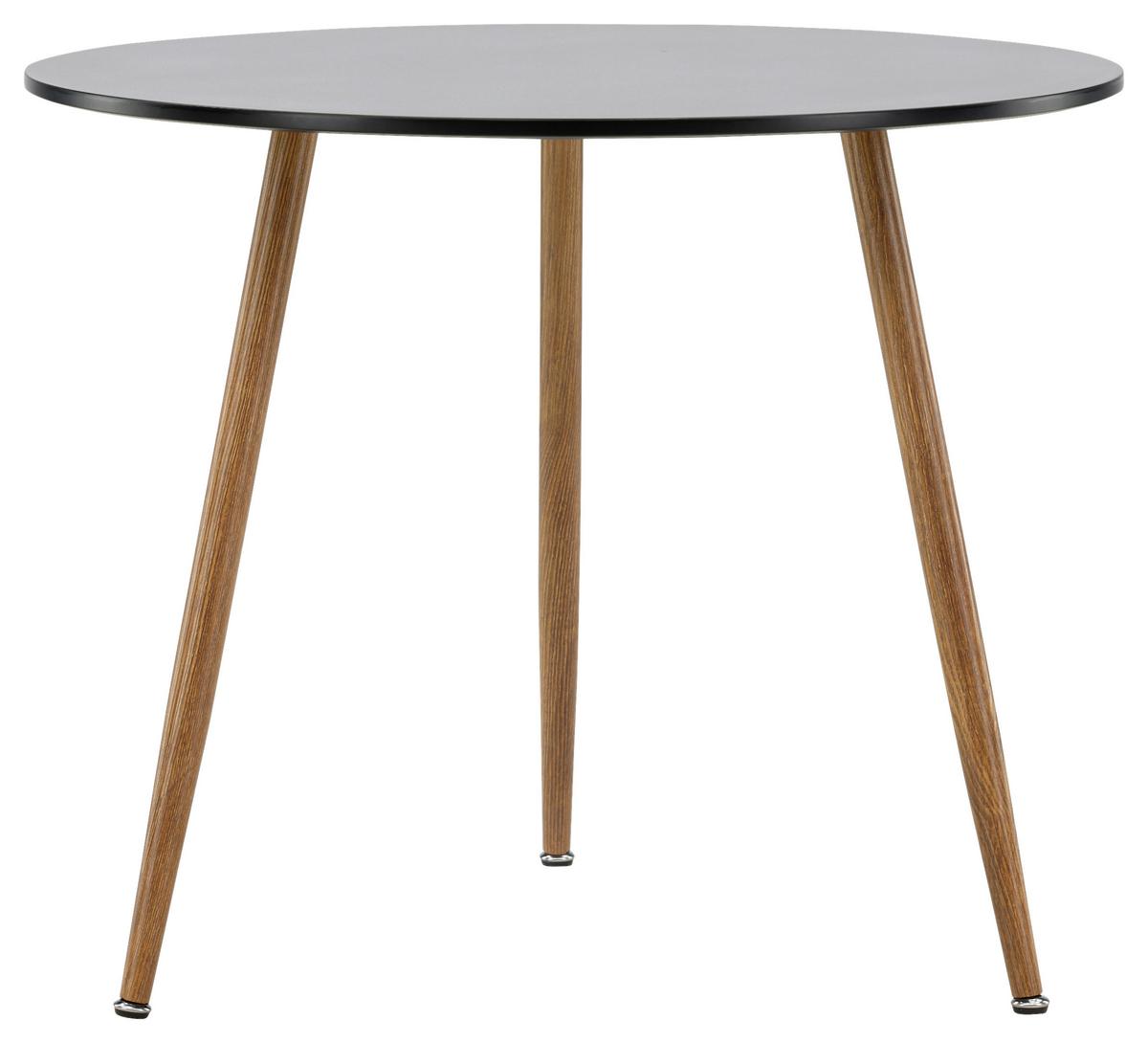 Esstisch Polar Ø ca. 90 cm - Hellbraun/Schwarz, Design, Holzwerkstoff/Metall (90/90/75cm) - Livetastic