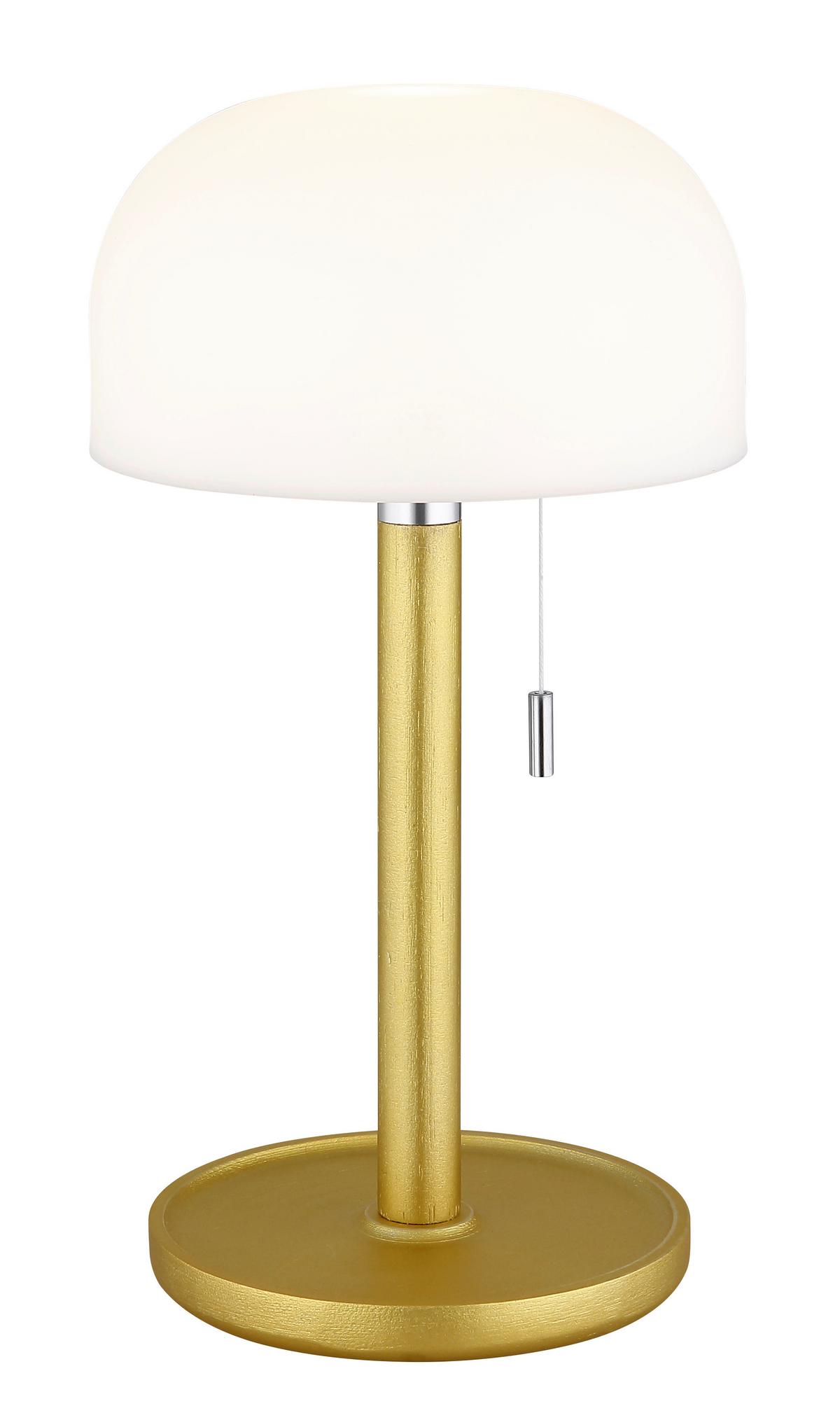 Stolna Punjiva Svjetiljka Norman - bijela/boje mjeda, Konvencionalno, drvo/plastika (15/28cm) - Globo