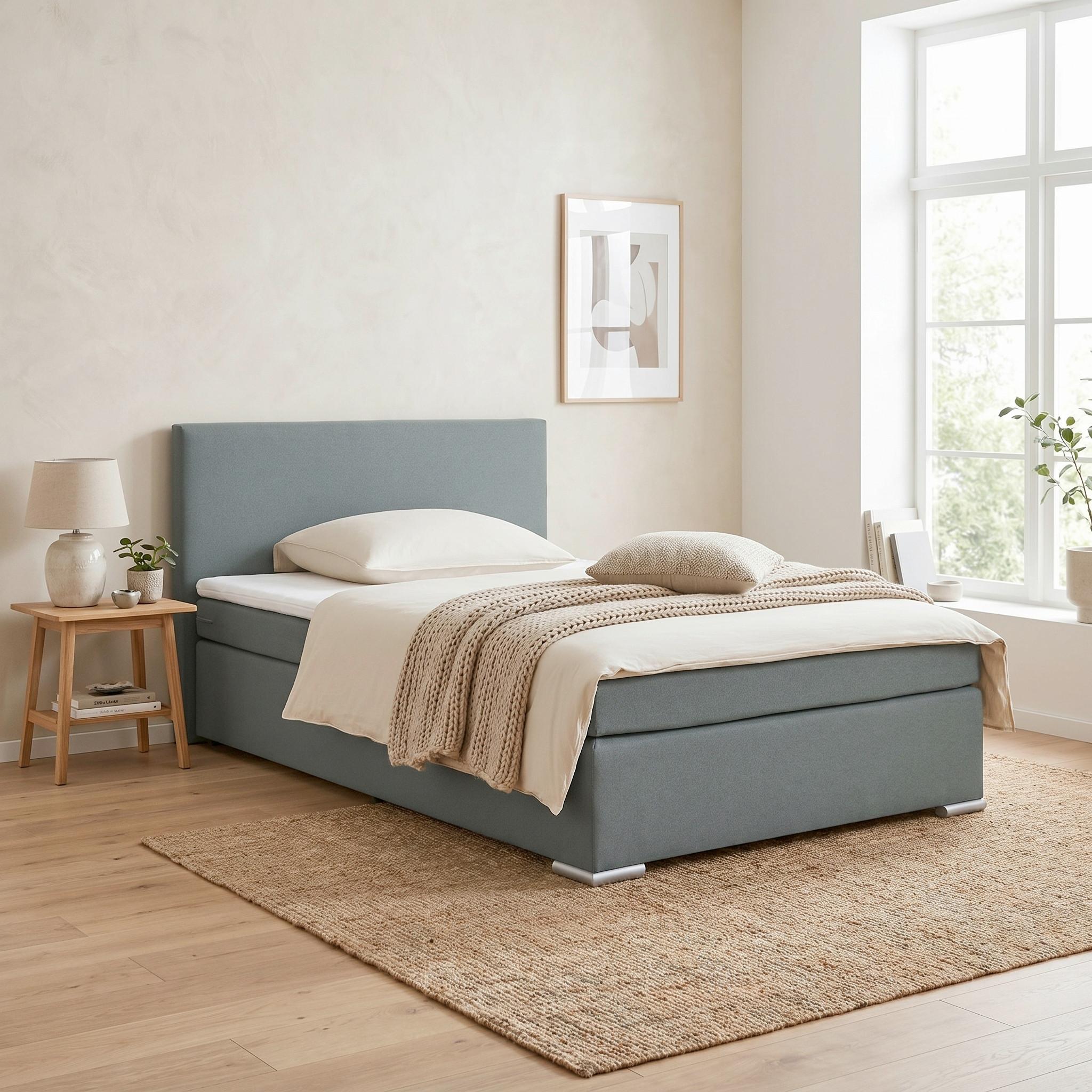 Boxspringbett Graphitfarben Ca. 140x200cm - Chromfarben/Graphitfarben, Modern, Holz/Kunststoff (140/200cm) - Based