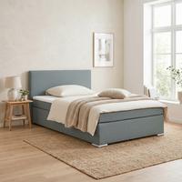 Boxspringbett Mira 2 Graphitfarben Ca. 140x200cm - Chromfarben/Graphitfarben, Modern, Holz/Kunststoff (140/200cm) - Based