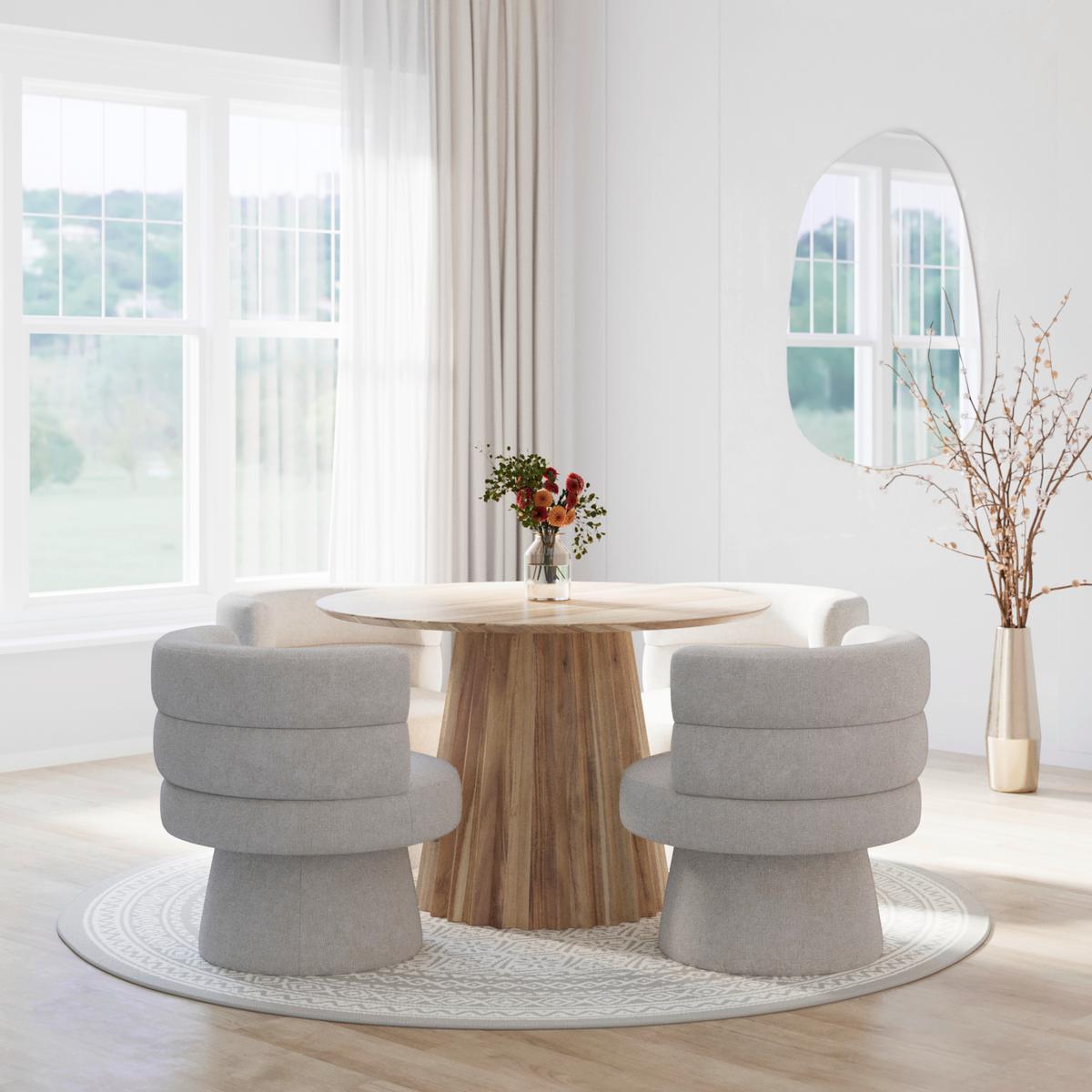 Stuhl Julina Creme Chenille Gepolstert - Creme, MODERN, Holz/Textil (71/74/72cm) - Bessagi Home