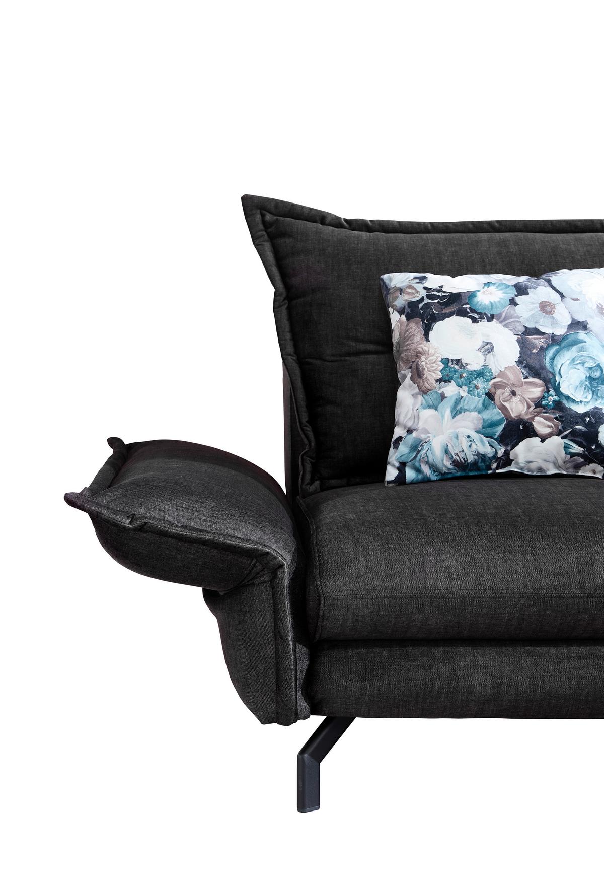 Wohnlandschaft Lava Anthrazit Velours - Türkis/Anthrazit, MODERN, Textil/Metall (255/180cm) - Livetastic