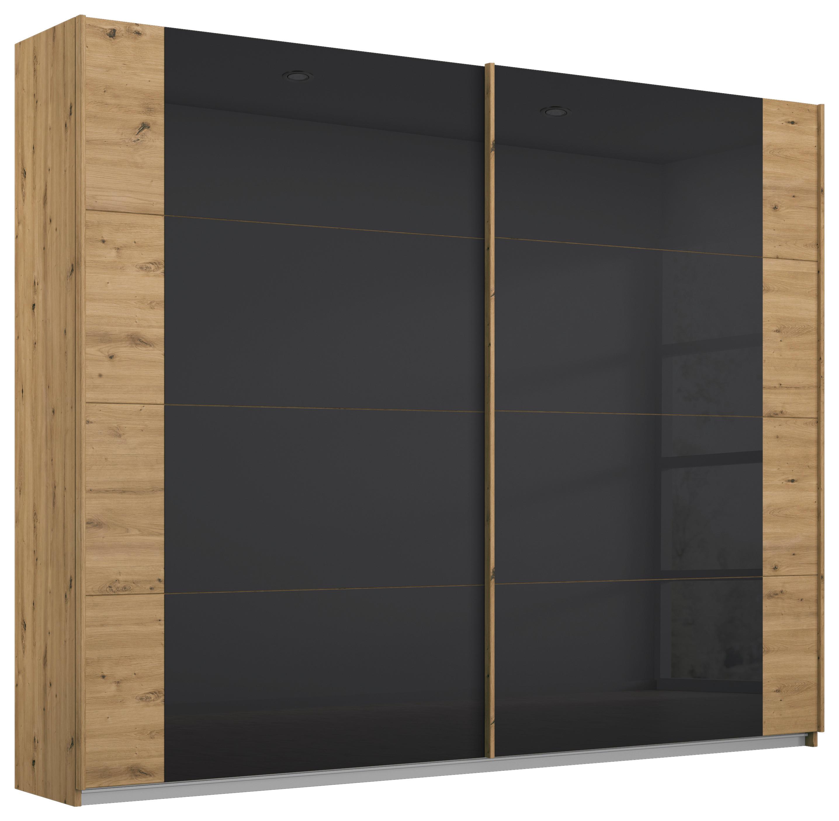 DULAP USI CULISANTE ARTEMIS - stejar Artisan/antracit, Modern, sticlă/material pe bază de lemn (225/210/62cm) - Modern Living
