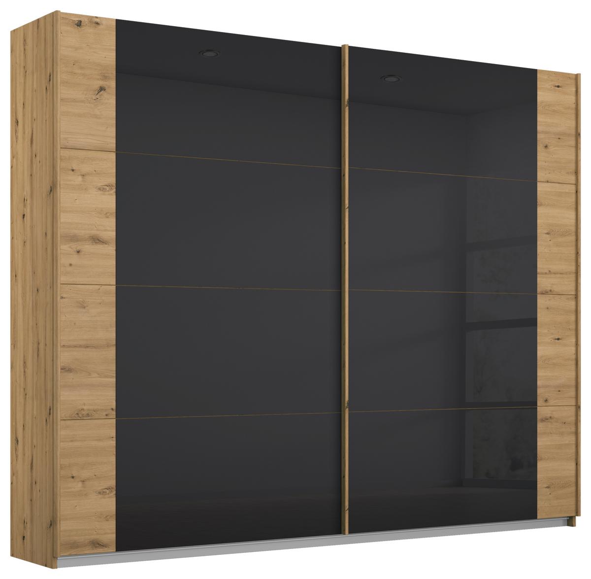 DULAP USI CULISANTE ARTEMIS - stejar Artisan/antracit, Modern, sticlă/material pe bază de lemn (225/210/62cm) - Modern Living