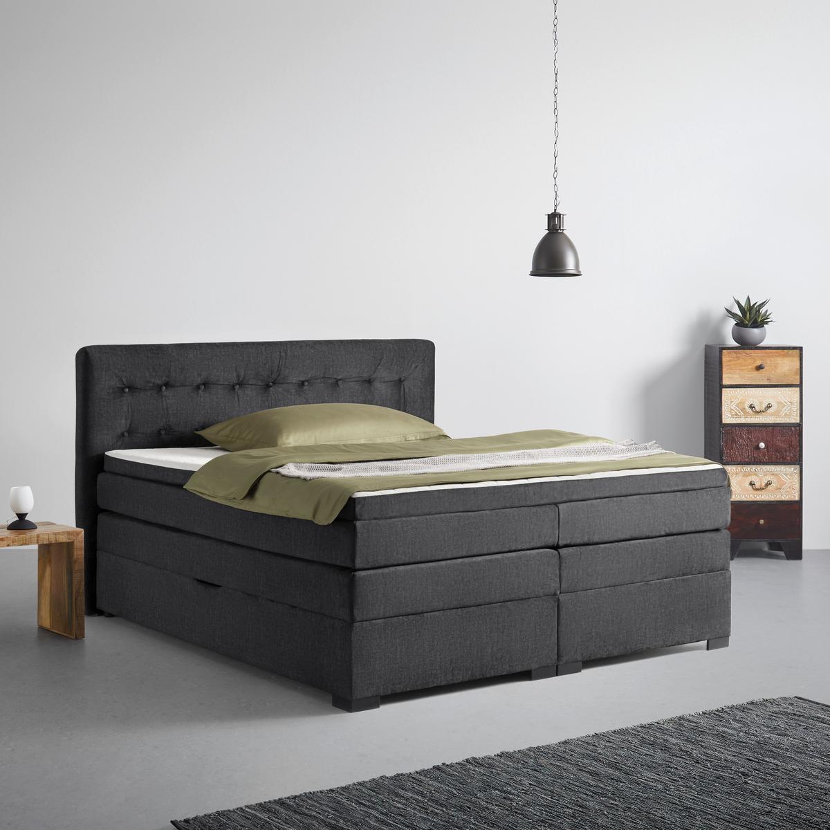 Boxspringbett Madeira in Anthrazit ca. 200x200cm - Anthrazit, Konventionell, Textil (200/200cm) - Premium Living