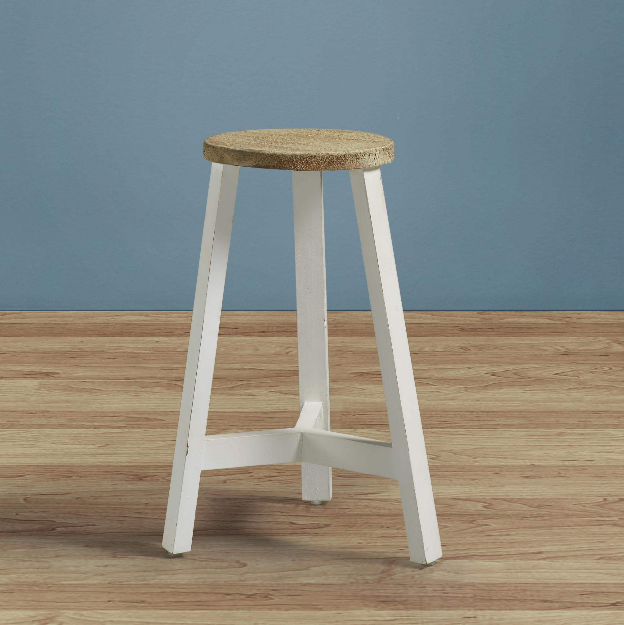 Hocker in Weiß/Eichefarben 'Nicolo' - Eichefarben/Weiß, MODERN, Holz (35/50cm) - Bessagi Home