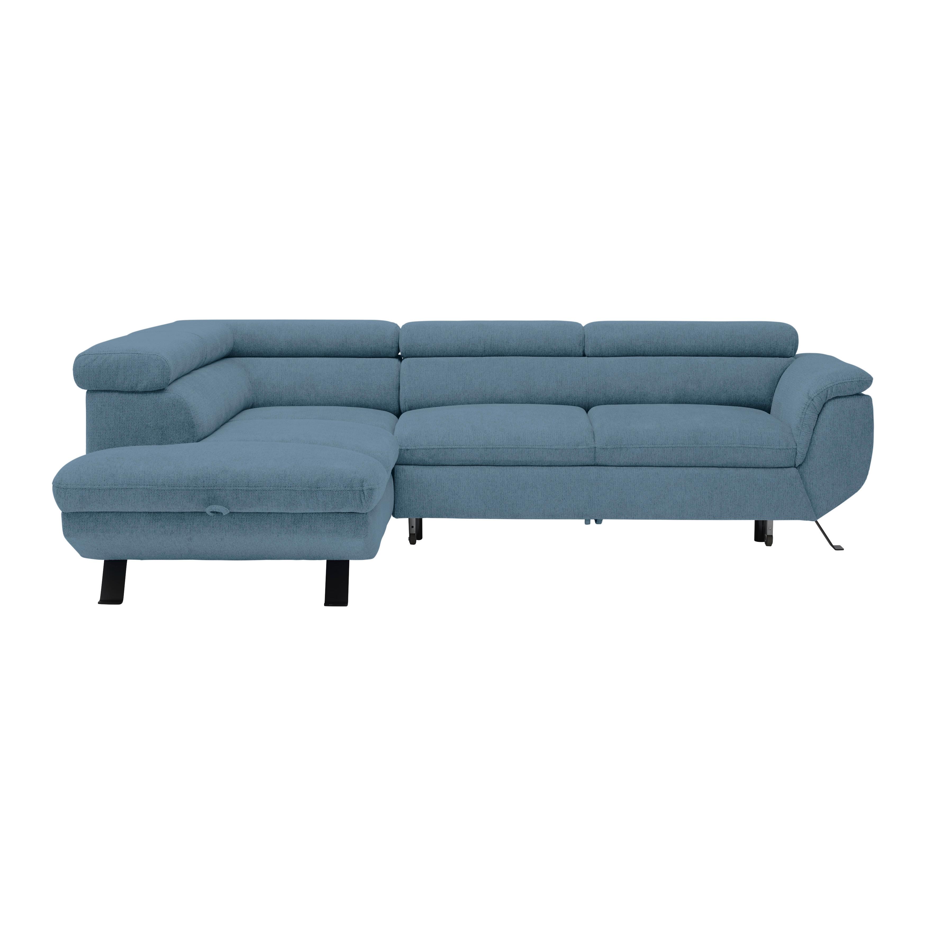 Ecksofa Raven Dunkelblau - Schwarz/Dunkelblau, MODERN, Textil/Metall (198/257cm) - Mömax