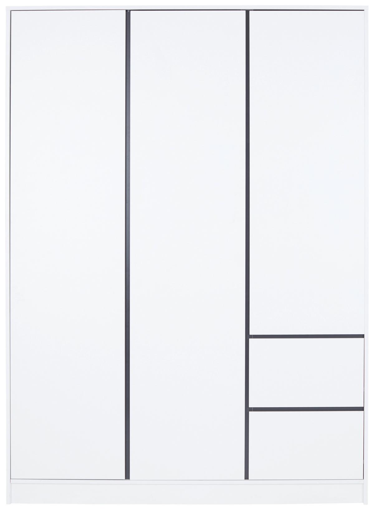 Omara Za Oblačila Basit, Bela - bela, Konvencionalno, leseni material (146,8/205,5/56,6cm)