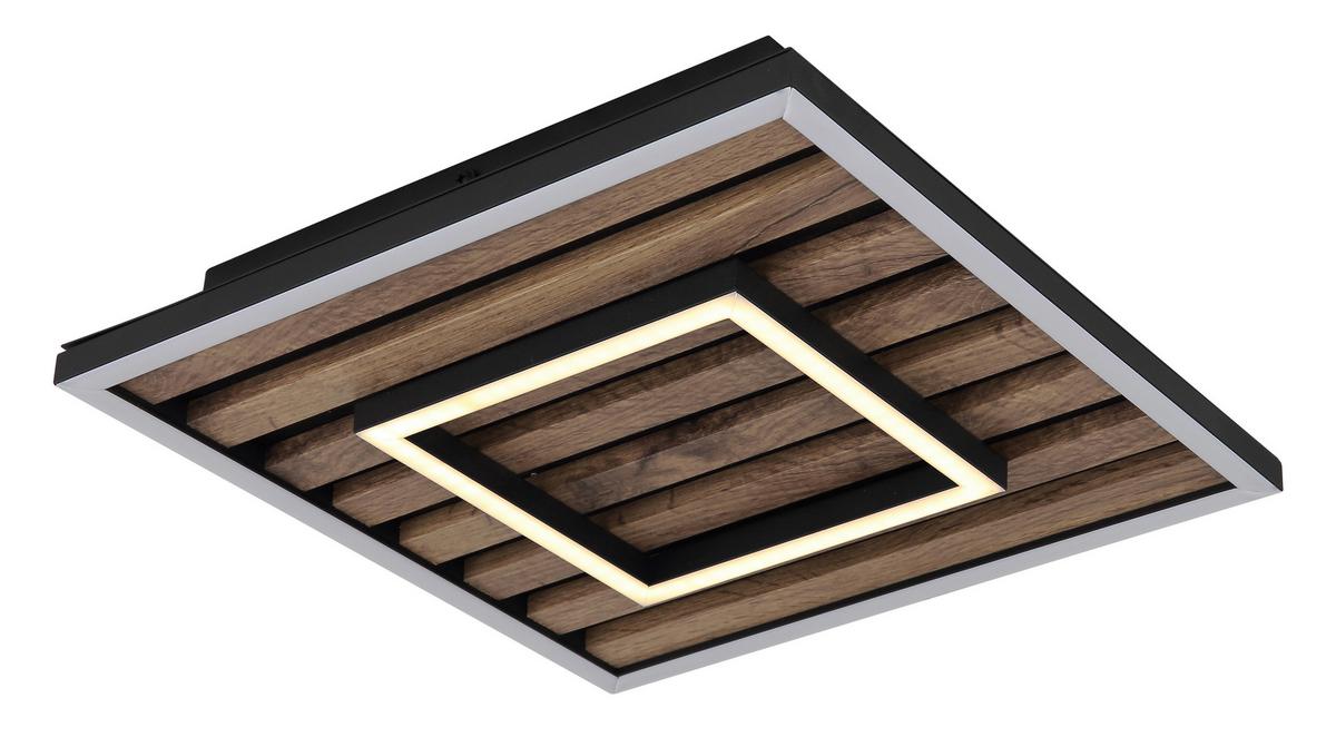 LED Mennyezeti Lámpa 67345d Woody - sötétbarna/fekete, Natur, műanyag/faalapú anyag (30/30/6cm) - Globo