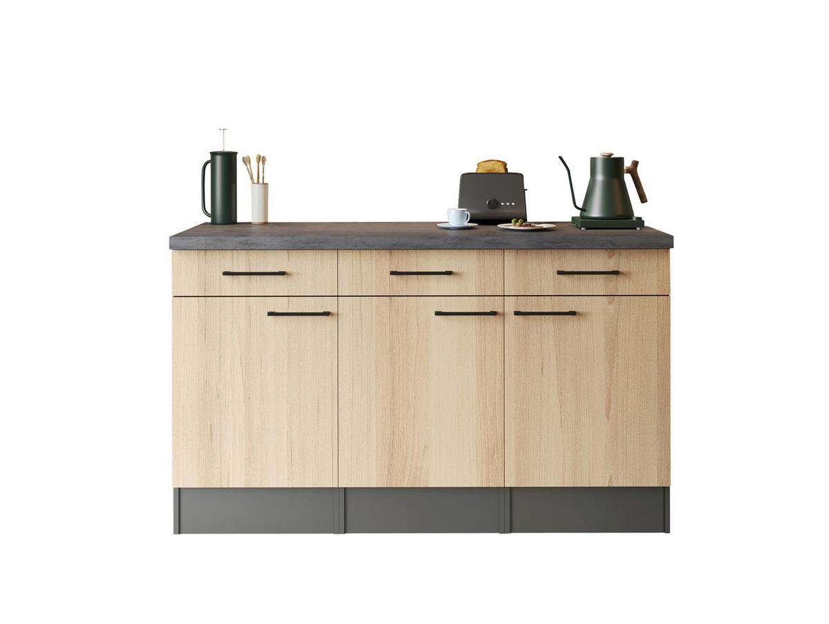 Küchenunterschrank Oliver Eiche - Schwarz/Eiche Artisan, Trend, Holzwerkstoff/Metall (150/90/60cm) - Respekta