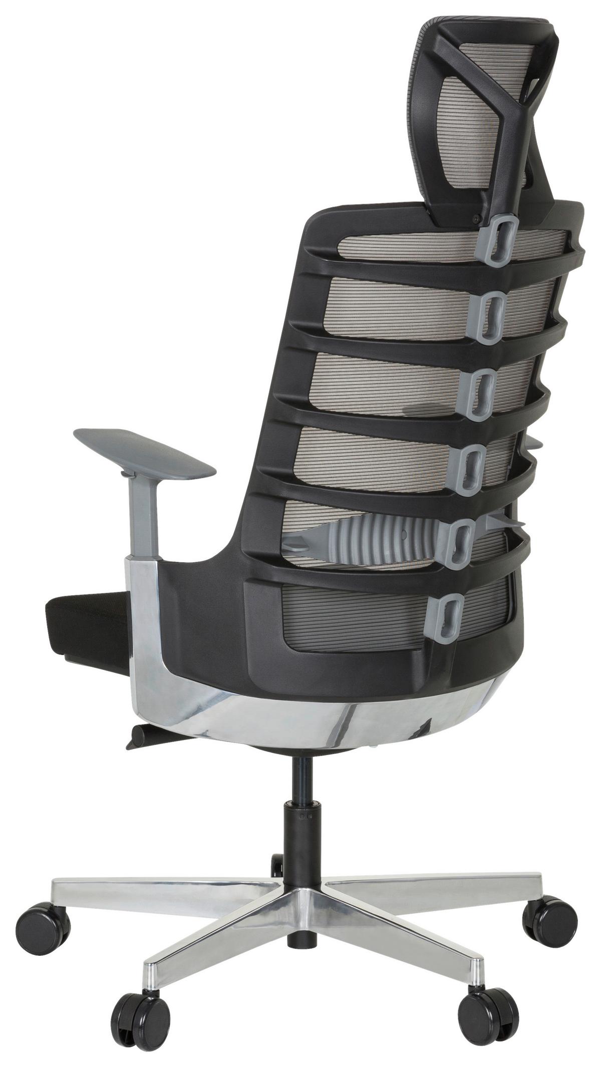 Drehstuhl Skarif Grau/Schwarz - Schwarz/Alufarben, MODERN, Kunststoff/Textil (64/128/62cm) - MID.YOU