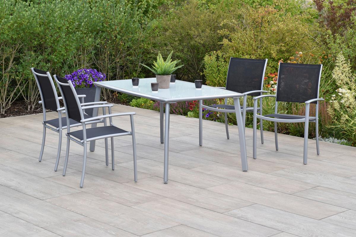 Vrtni Set Milano, 5-Delni - srebrne barve/črna, Moderno, kovina/tekstil - Gardenson