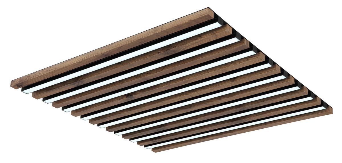 Led-deckenleuchte 67347d3cct Hayden - Weiss/Dunkelbraun, Natur, Holzwerkstoff/Kunststoff (60/60/6cm) - Globo
