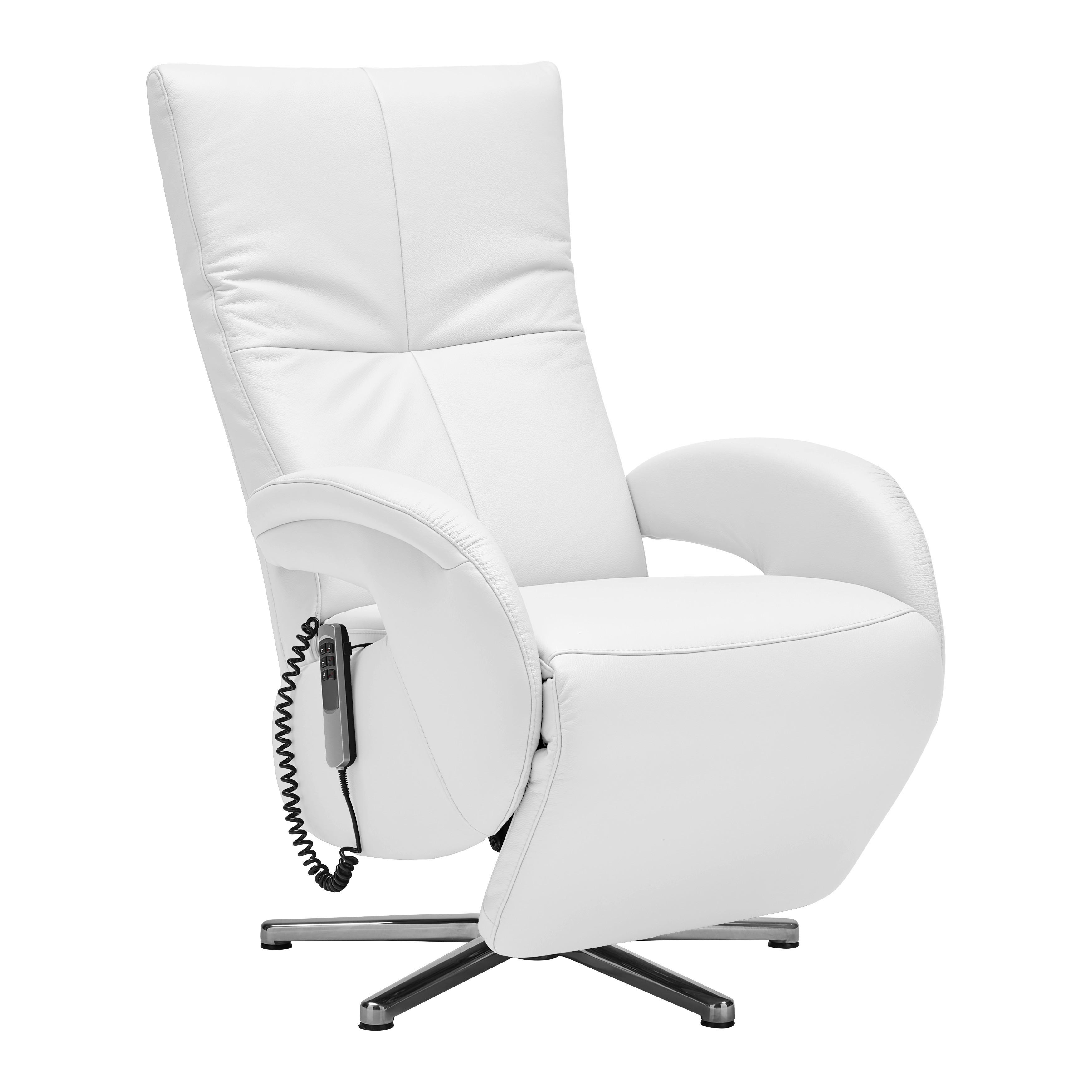 Relaxsessel Sitting 2 Weiß - Chromfarben/Weiß, MODERN, Leder (70/111/80cm) - Premium Living