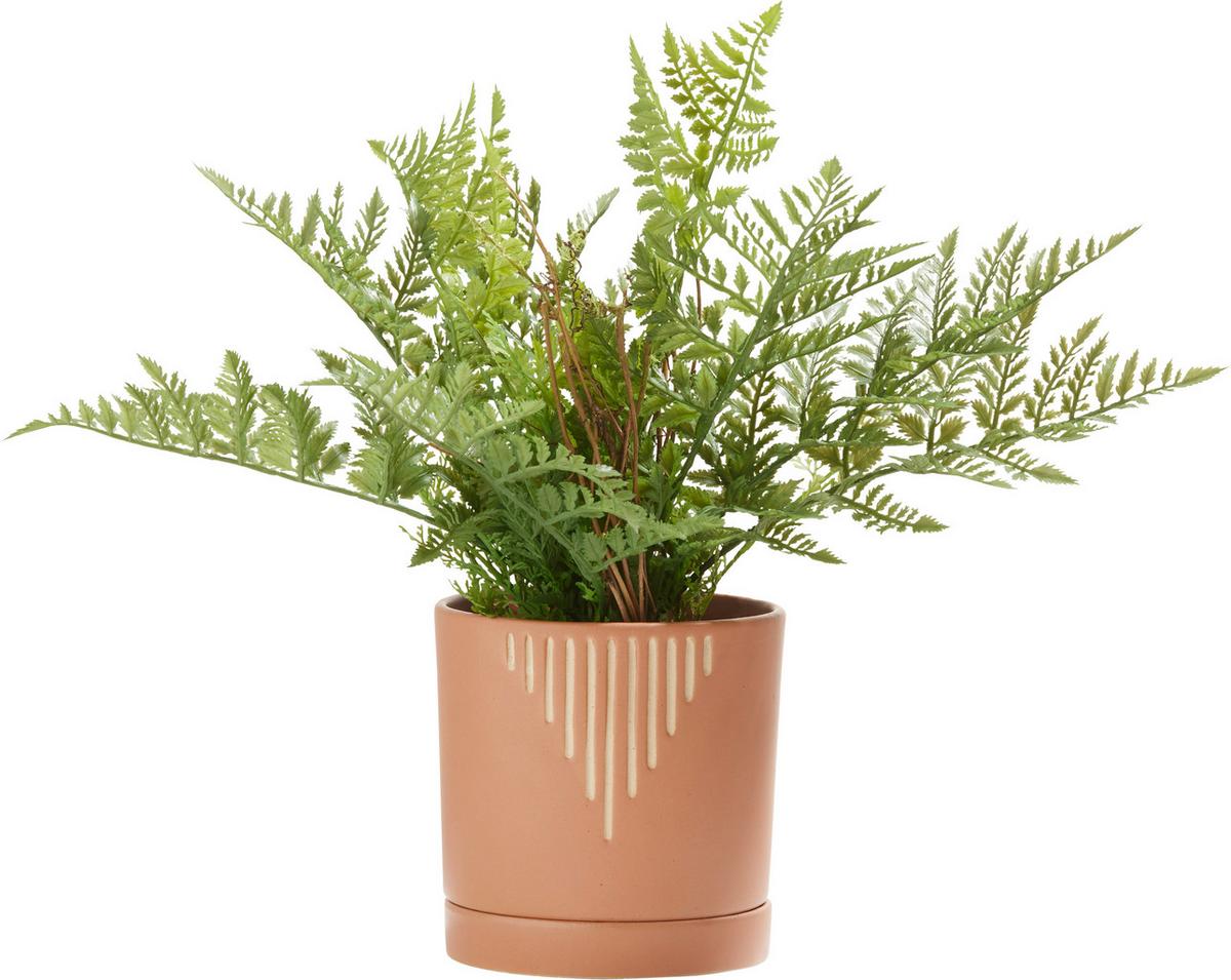 Ghiveci decorativ Line - teracotă/nisipiu, ceramică (13,6/13,9cm) - Modern Living