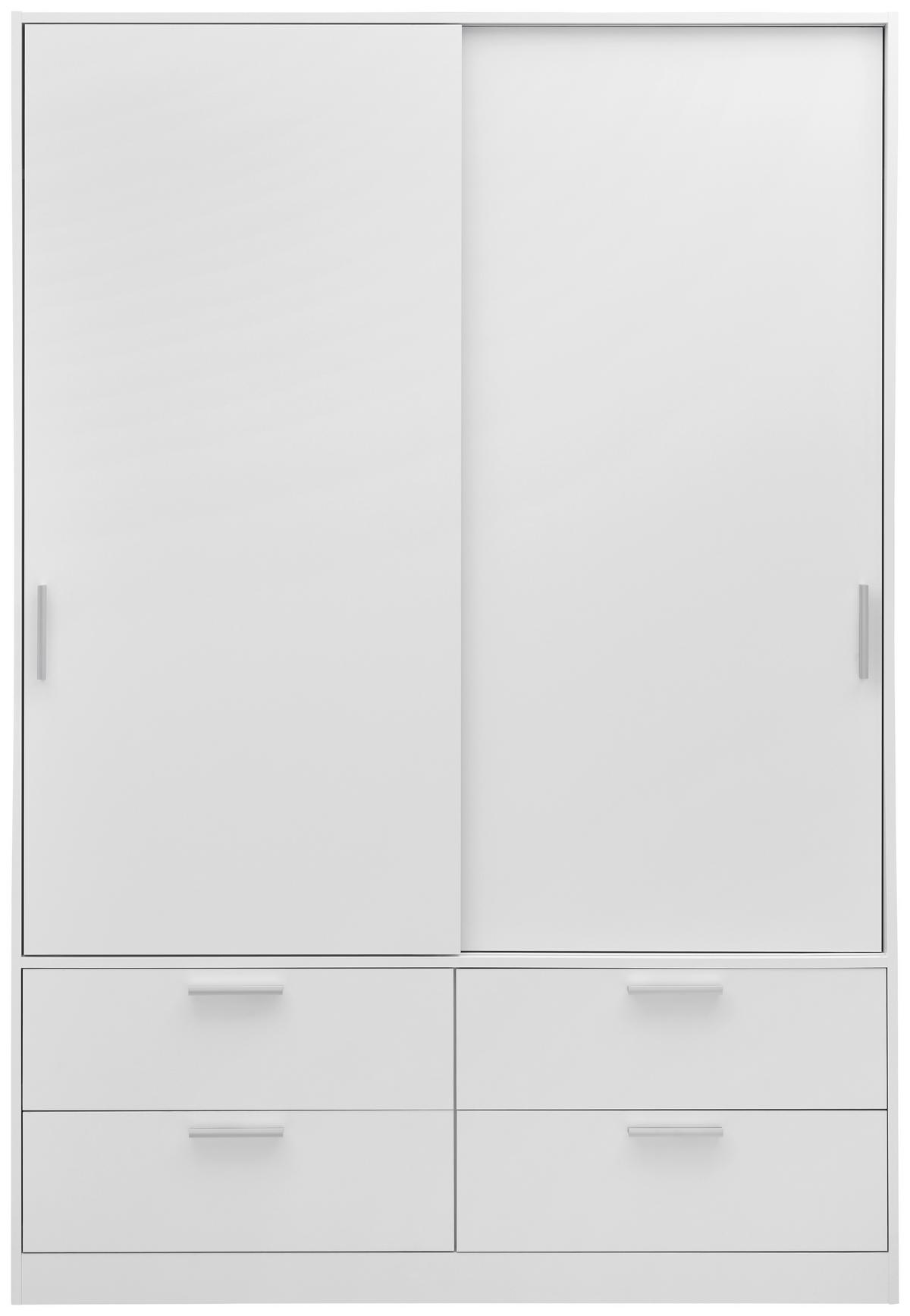 Omara Z Drsnimi Vrati Mika, Bela, Š. 140 Cm - barve kroma/bela, Konvencionalno, umetna masa/leseni material (140/205/60cm) - Mömax