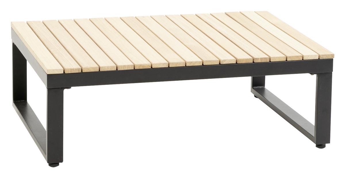 Loungegarnitur 3-tlg Rio Echtholz/Metall mit Kissen - Anthrazit/Braun, MODERN, Holz/Textil (178/68/228,5cm) - Gardenson