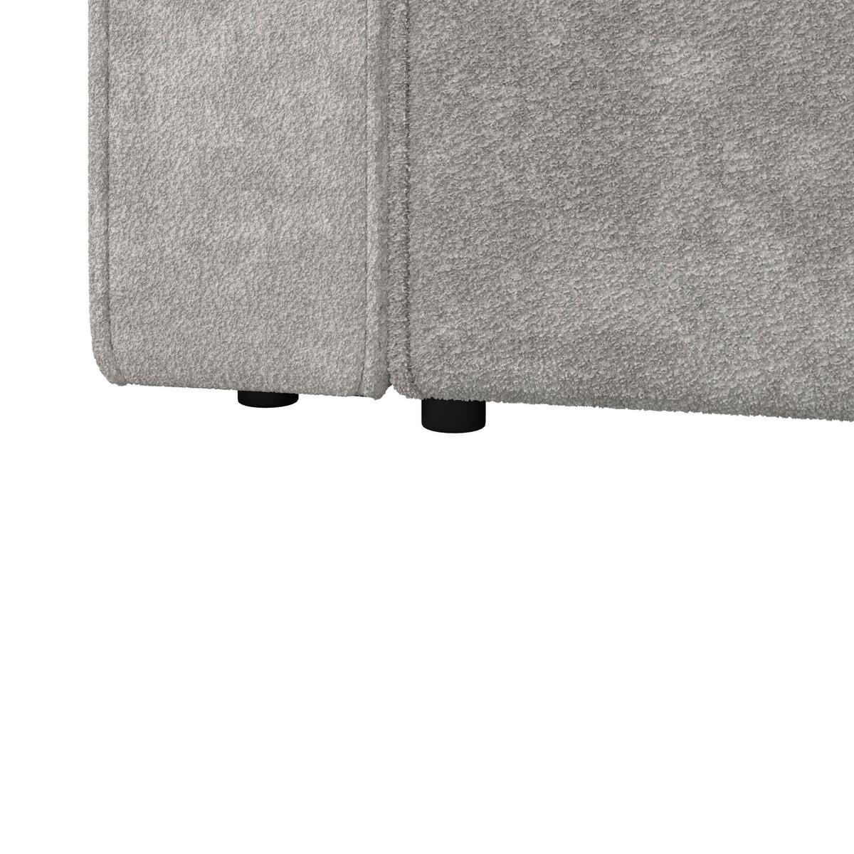 Wohnlandschaft Milo Bouclé Hellgrau - Hellgrau/Schwarz, MODERN, Holz/Holzwerkstoff (310/83/148cm) - Bessagi Home