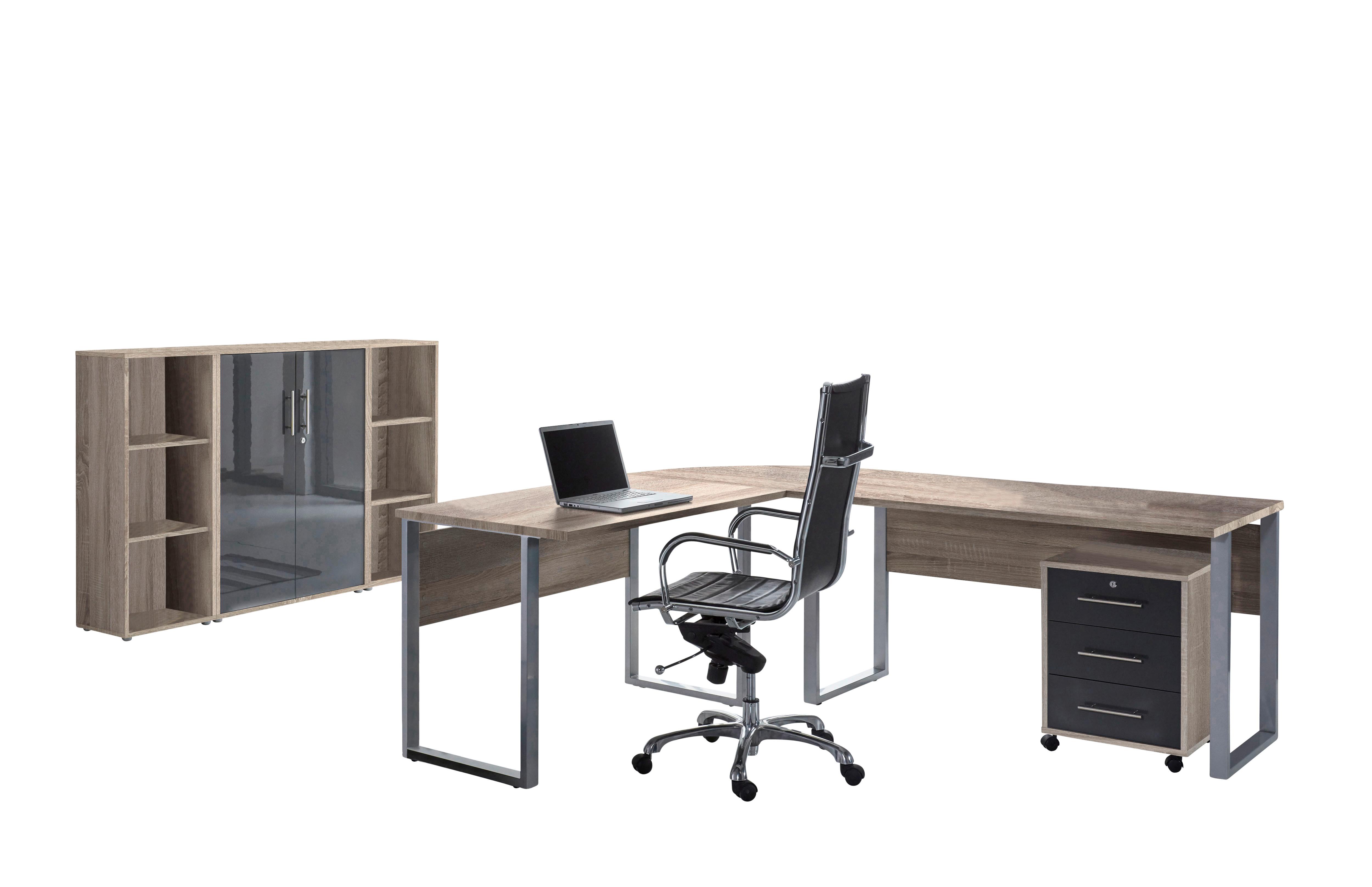 Büro Office Edition Set 2 Sonoma Eiche/Anthrazit - Anthrazit Hochglanz/Sonoma Eiche, MODERN, Holzwerkstoff - MID.YOU